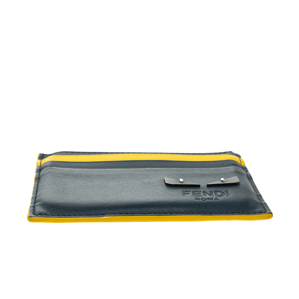 Fendi Monster Eyes Leather Bi-Fold Wallet, Blue/Yellow - Bergdorf