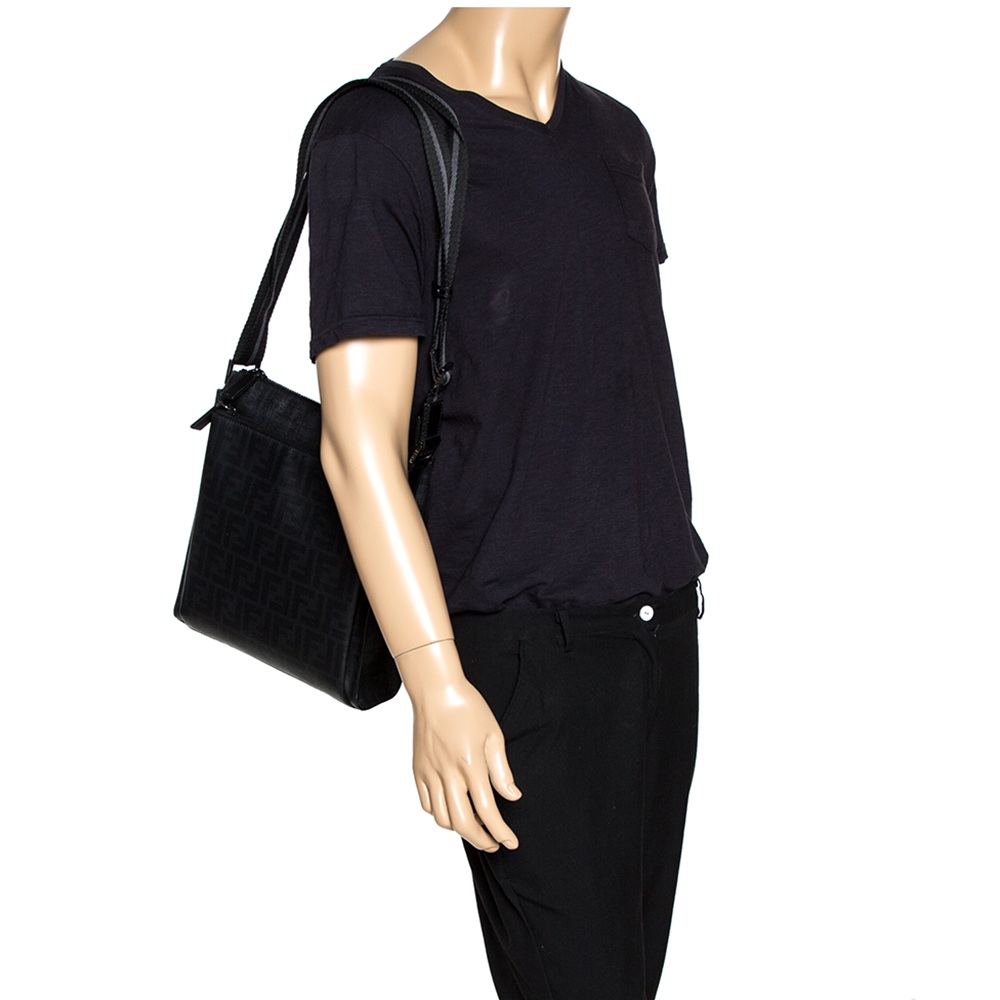 

Fendi Black Zucca Coated Canvas Messenger Bag