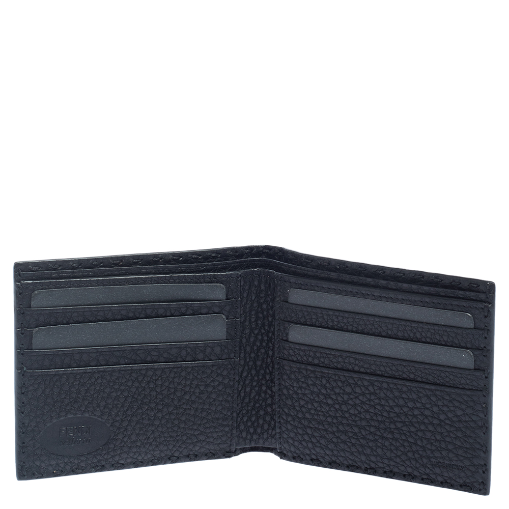 

Fendi Black Embossed Leather Selleria Bifold Wallet