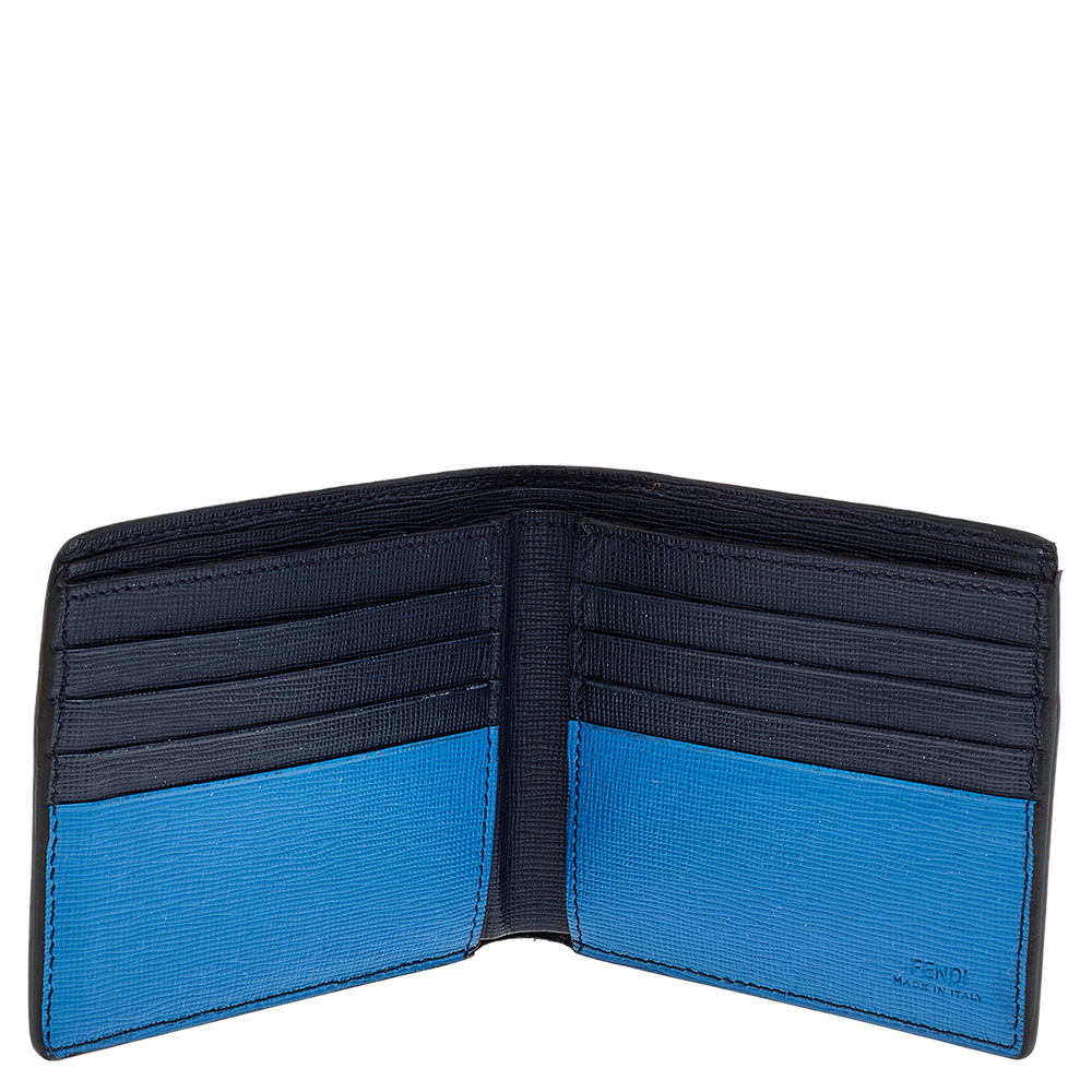 

Fendi Two Tone Leather Bi Fold Wallet, Blue