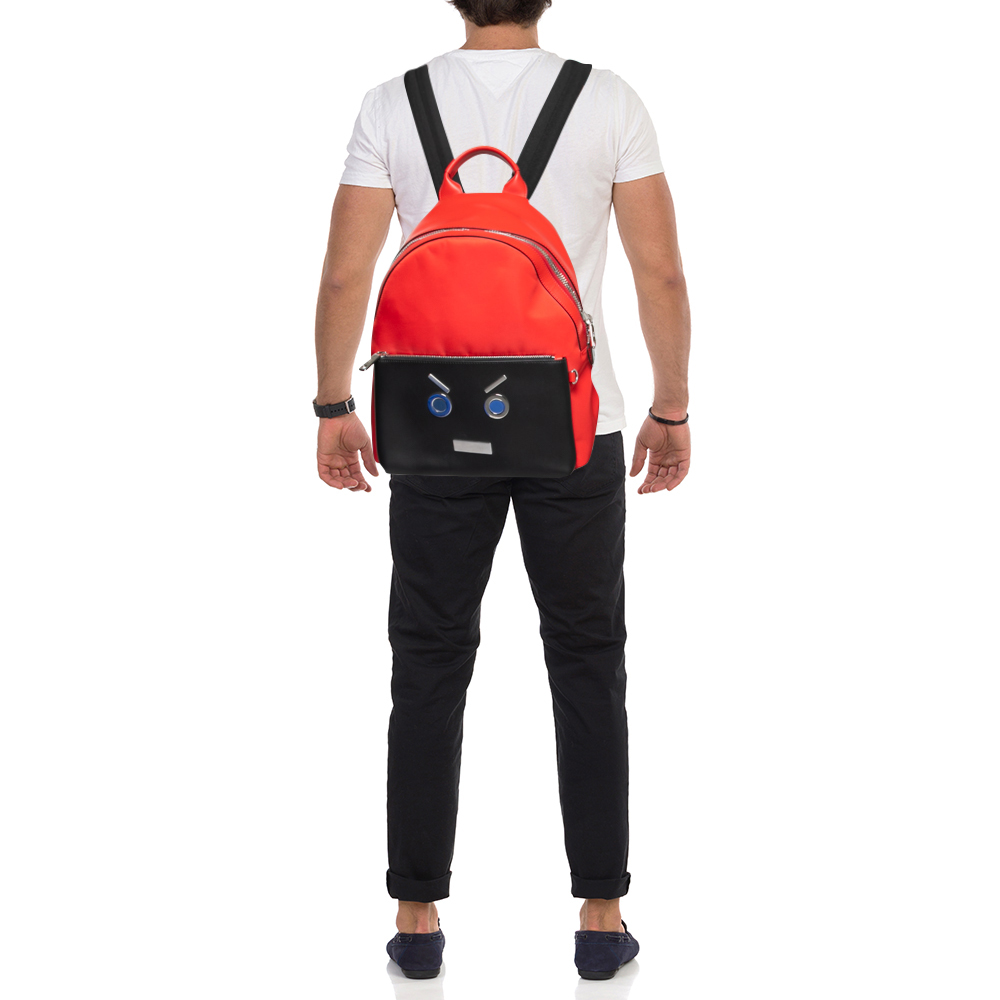 

Fendi Red/Black Nylon and Leather Face No Words Emoticon Backpack