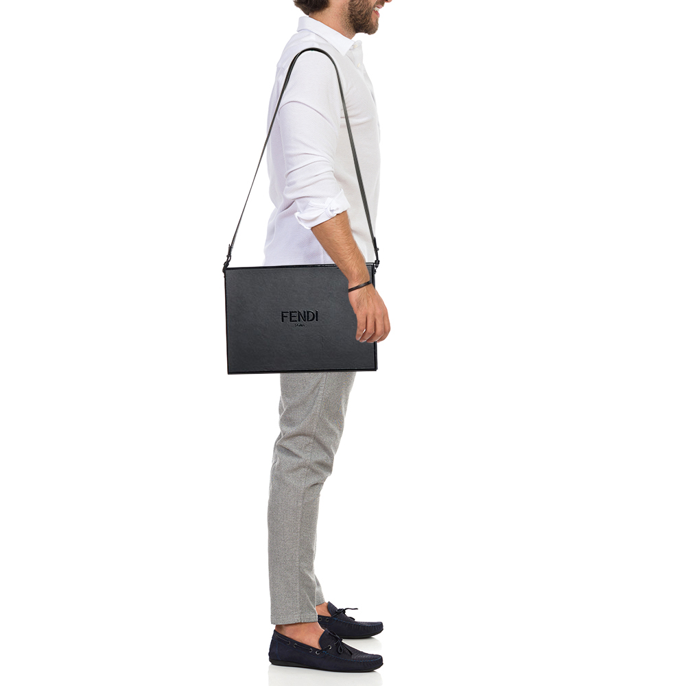 

Fendi Black Leather Box Messenger Bag