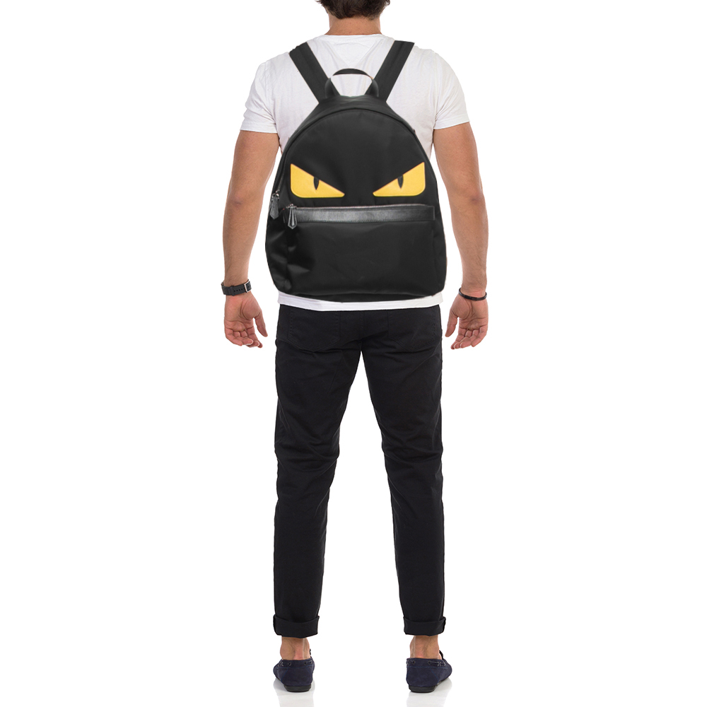 

Fendi Yellow/Black Nylon And Leather Monster Backpack