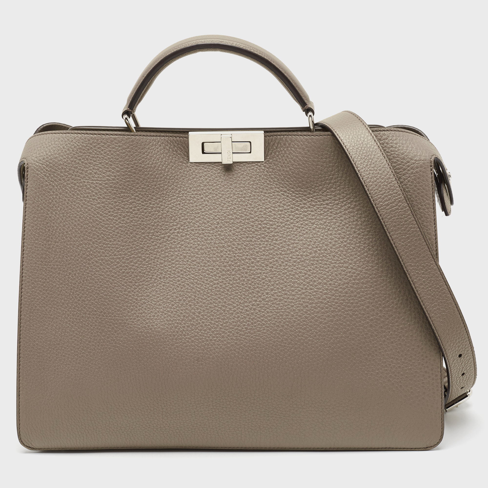 

Fendi Beige Leather Medium Peekaboo ISeeU Top Handle Bag