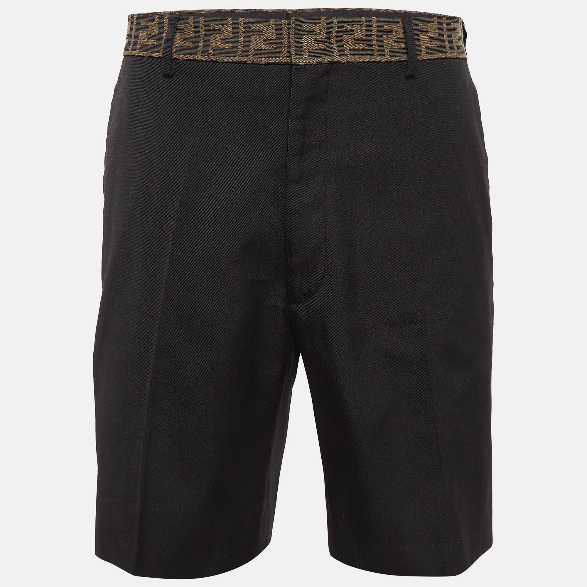 

Fendi Black Monogram Contrast Trimmed Shorts L