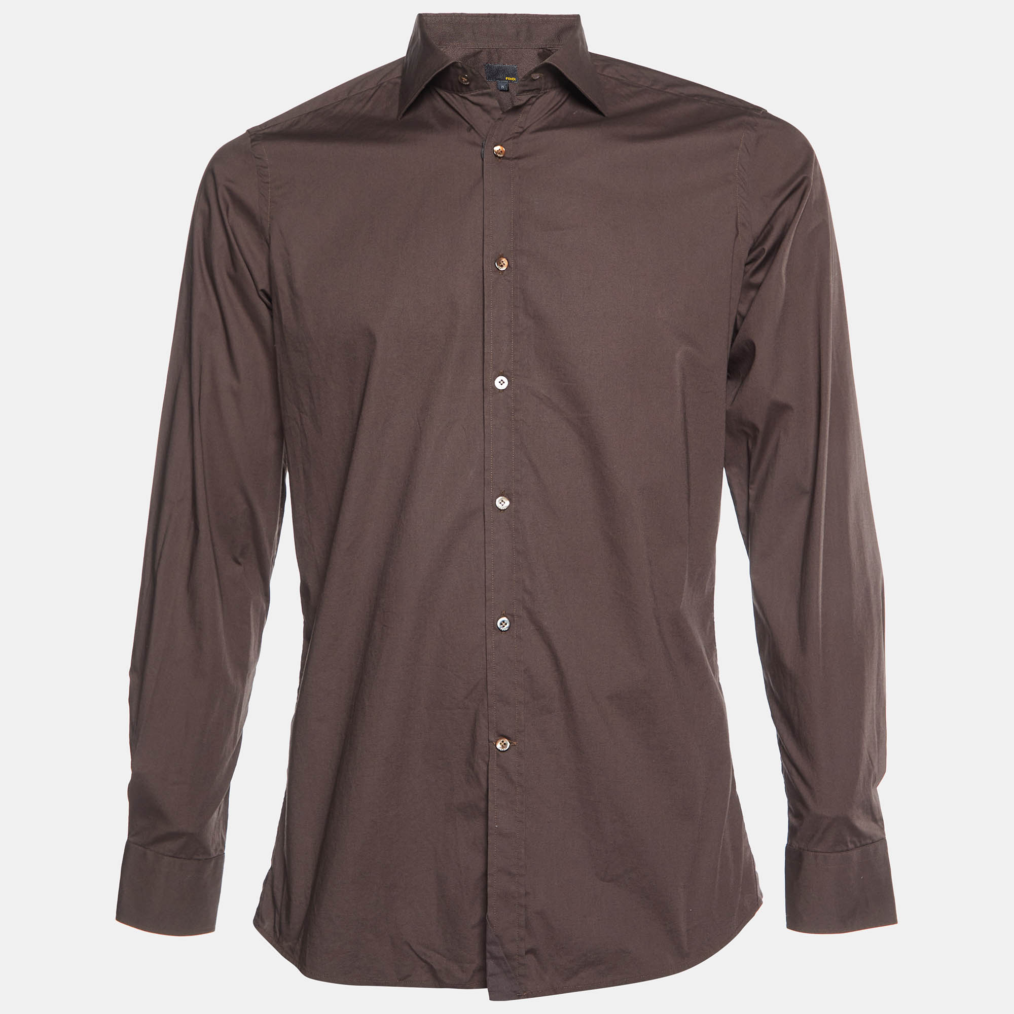 

Fendi Brown Cotton Buttoned Up Shirt M