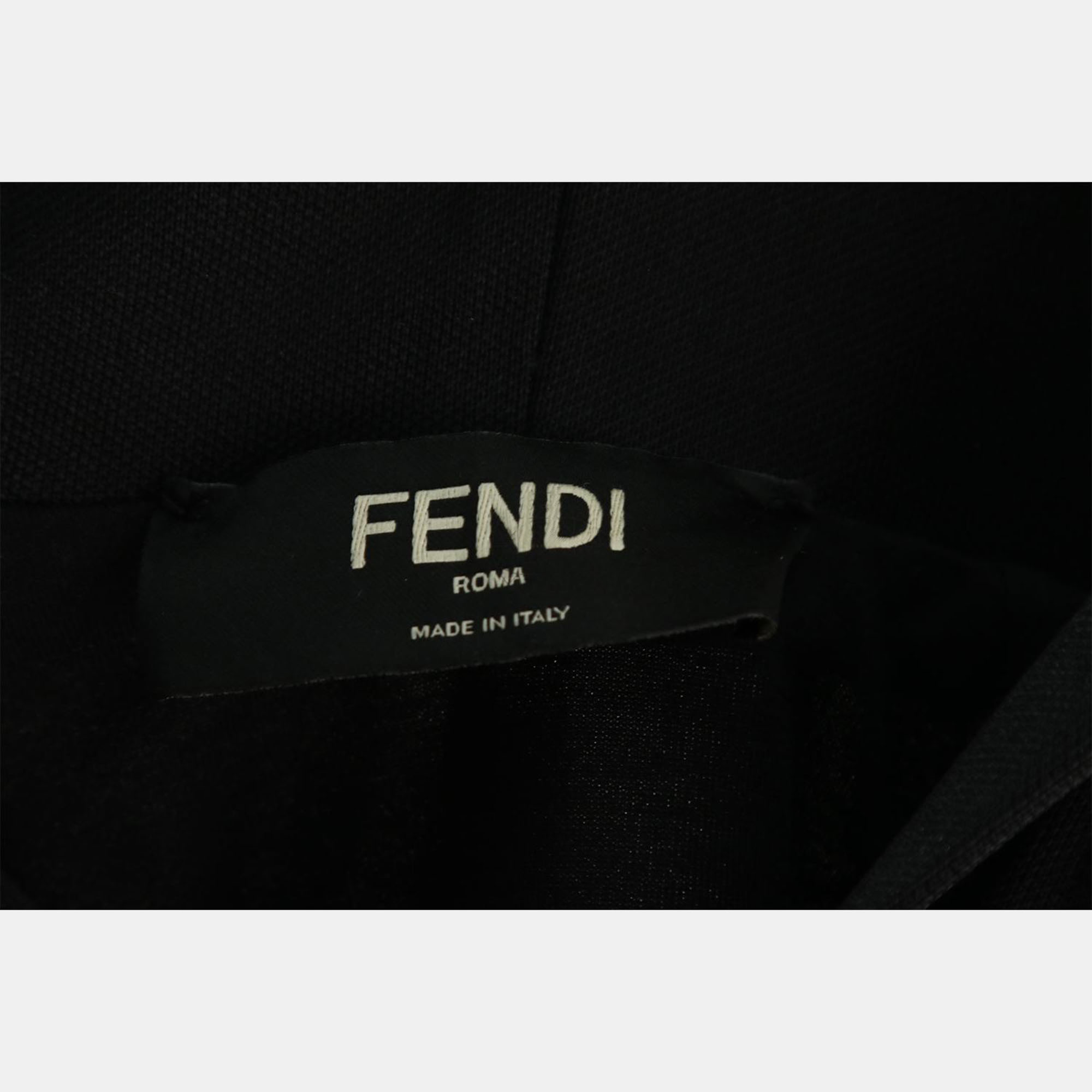 Fendi White, Black Cotton and Polyester Two Tone Zucca Houndstooth Hoodie M 