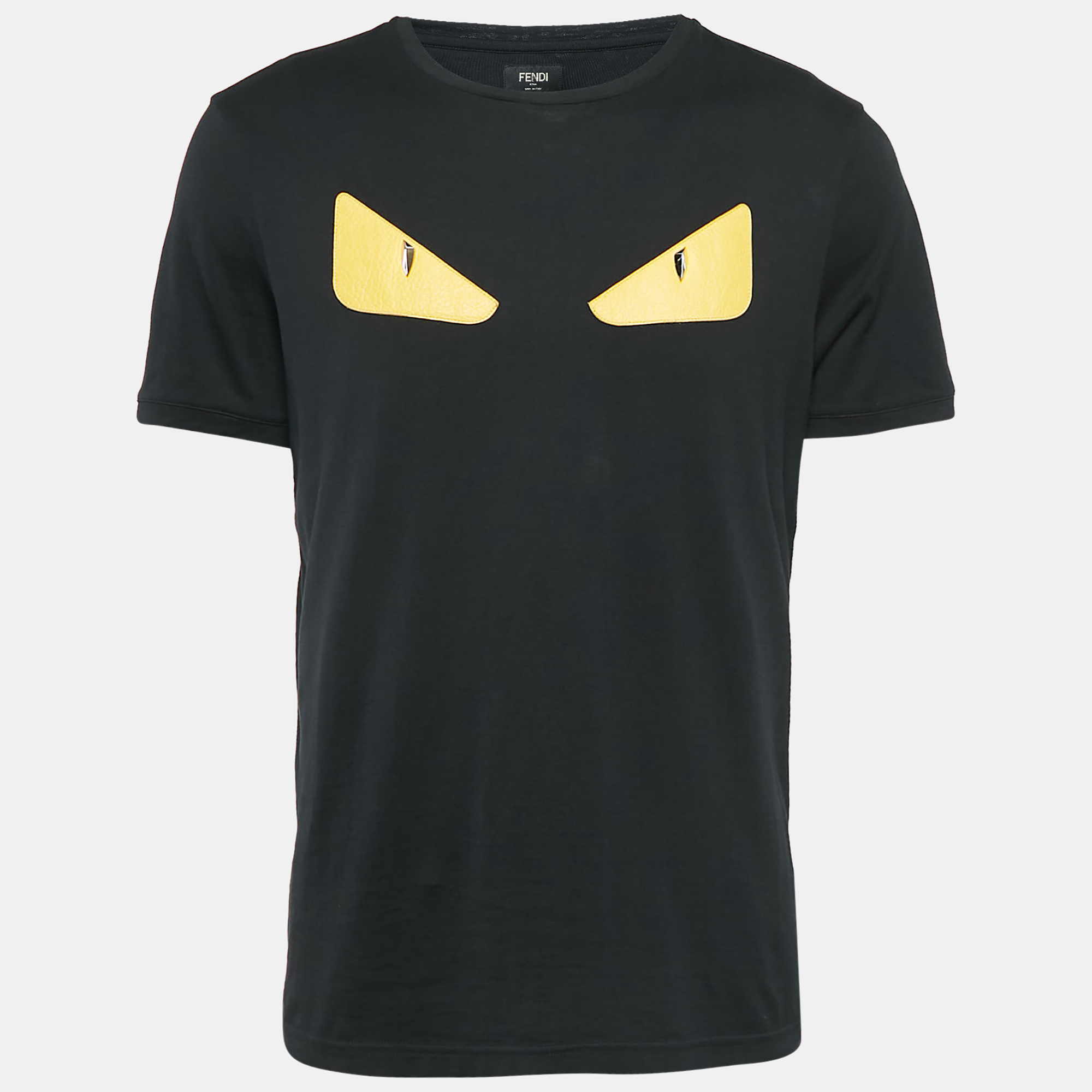 

Fendi Black Monster Eye Applique Jersey Crewneck T-Shirt L