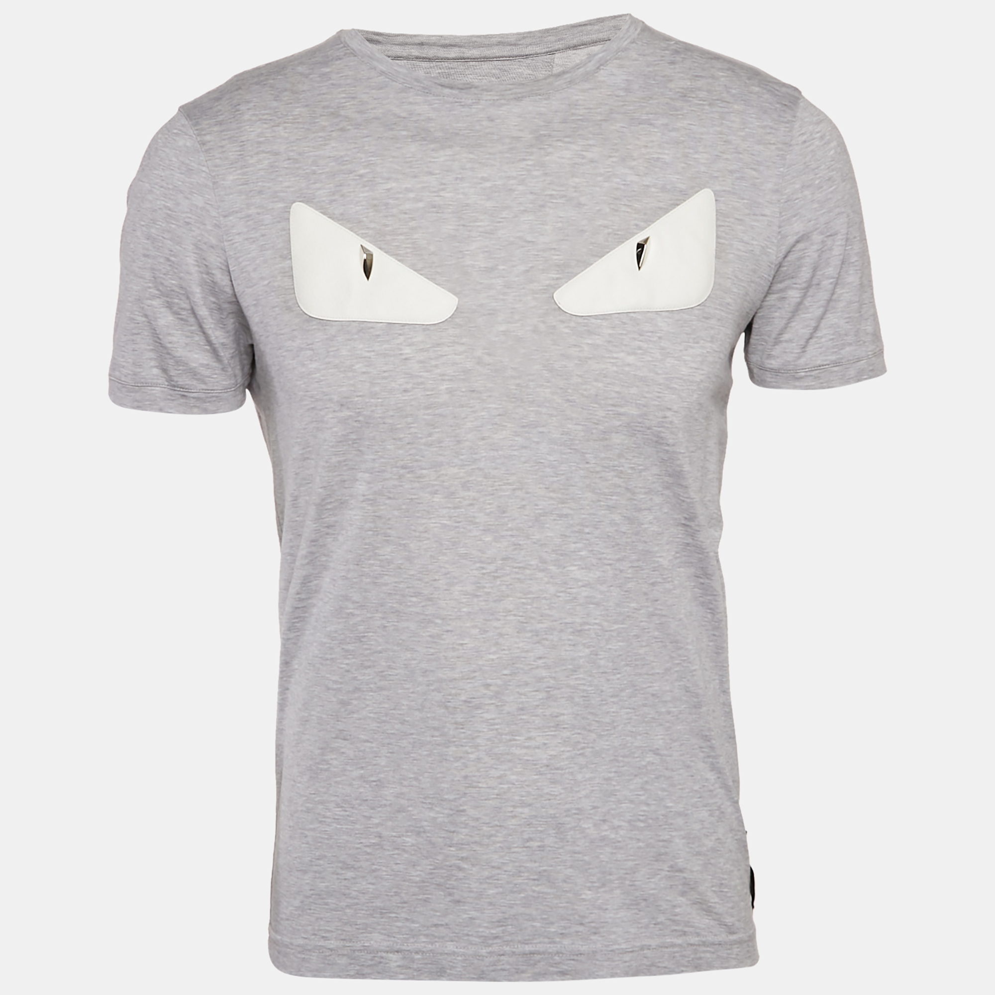 

Fendi Grey Cotton Monster Eye Applique Detail T-Shirt M