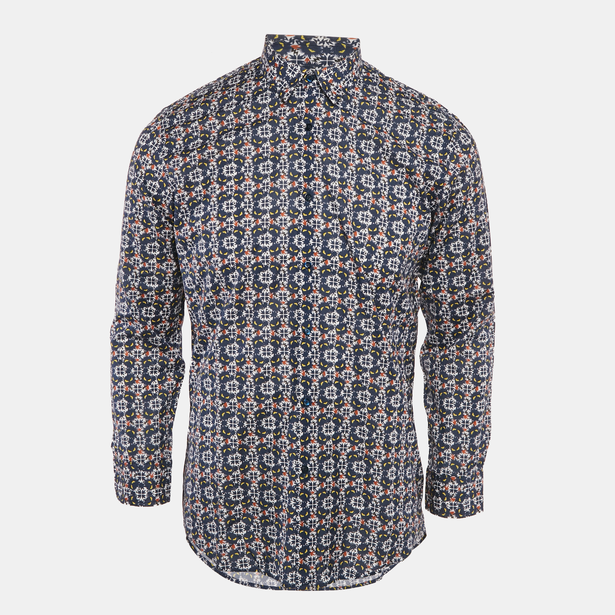 

Fendi Blue Monster Print Cotton Long Sleeve Shirt L