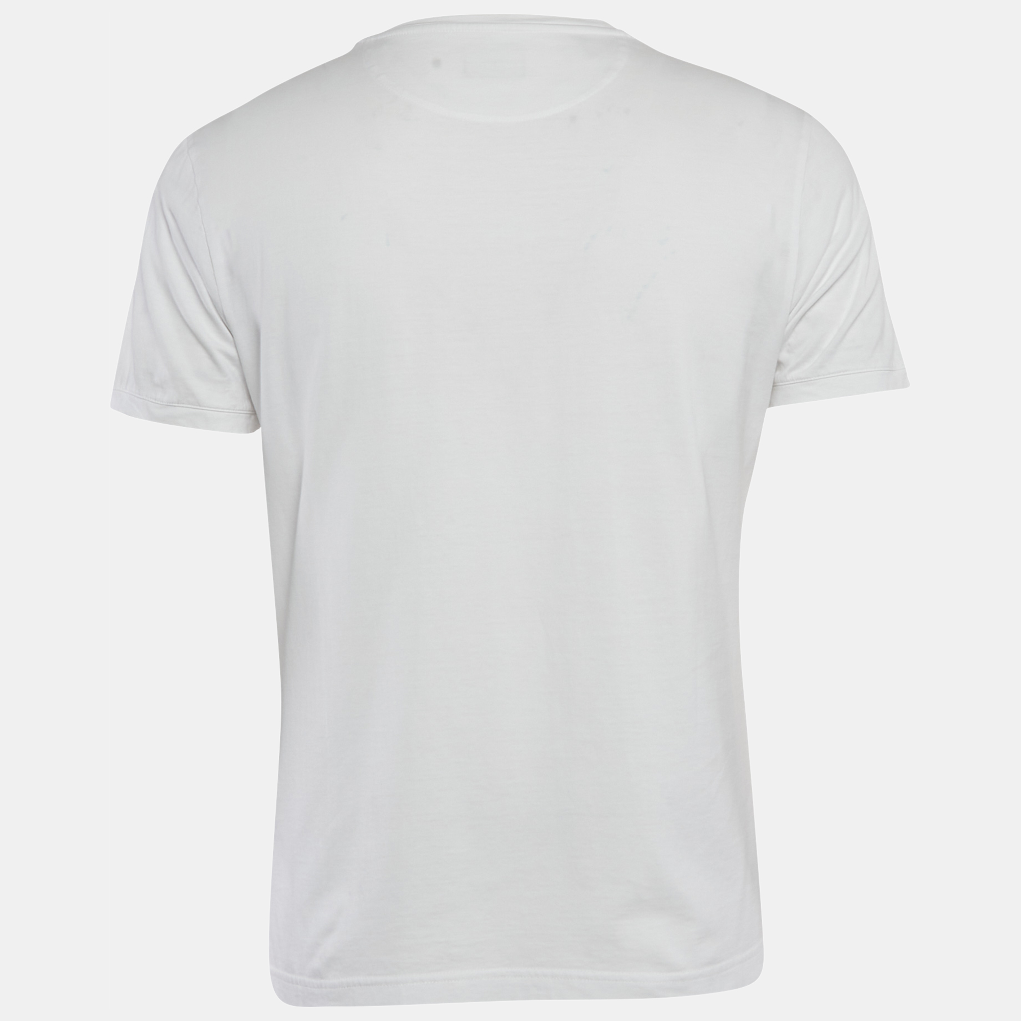 Fendi White FF Applique Jersey Crew Neck T-Shirt L 