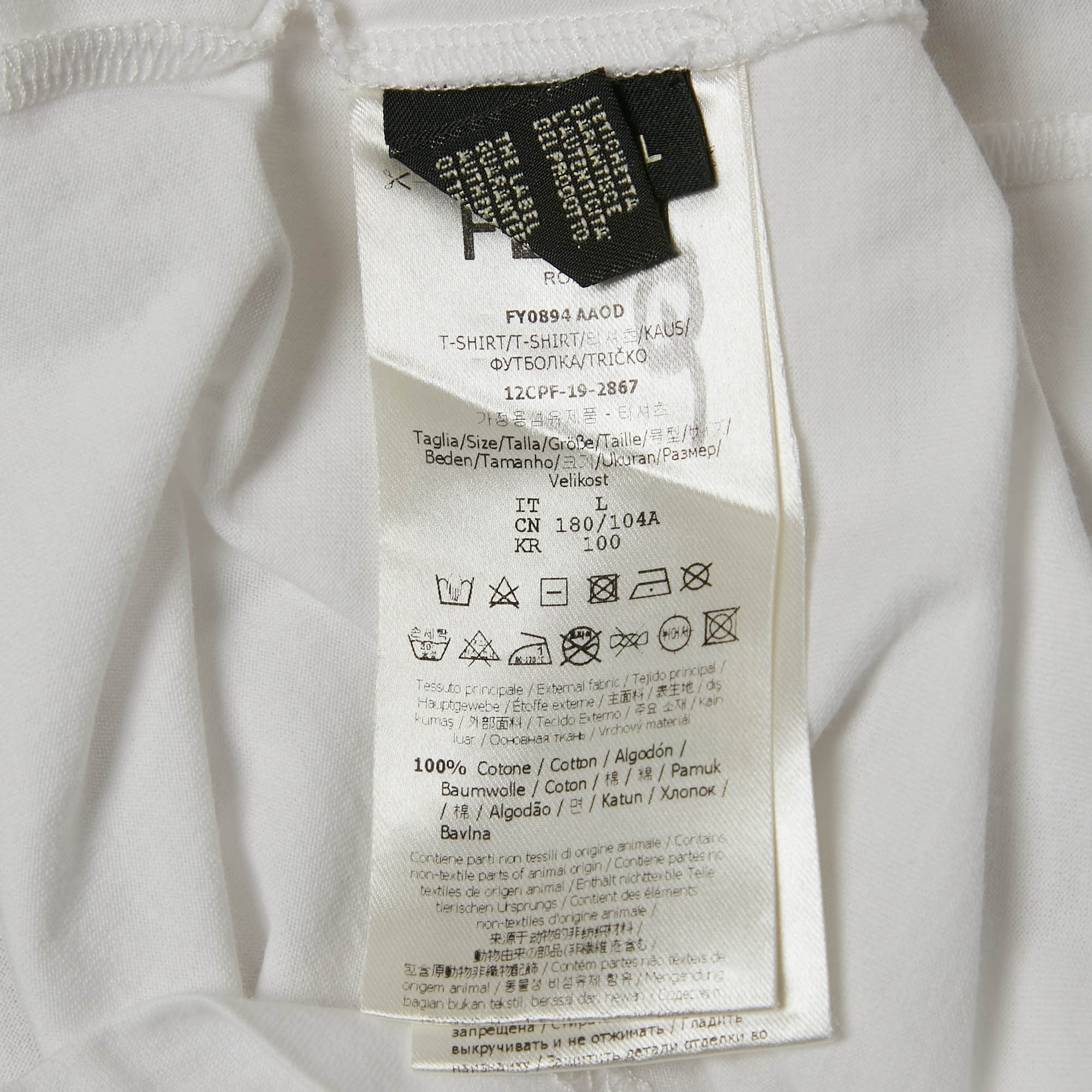 Fendi White FF Applique Jersey Crew Neck T-Shirt L 