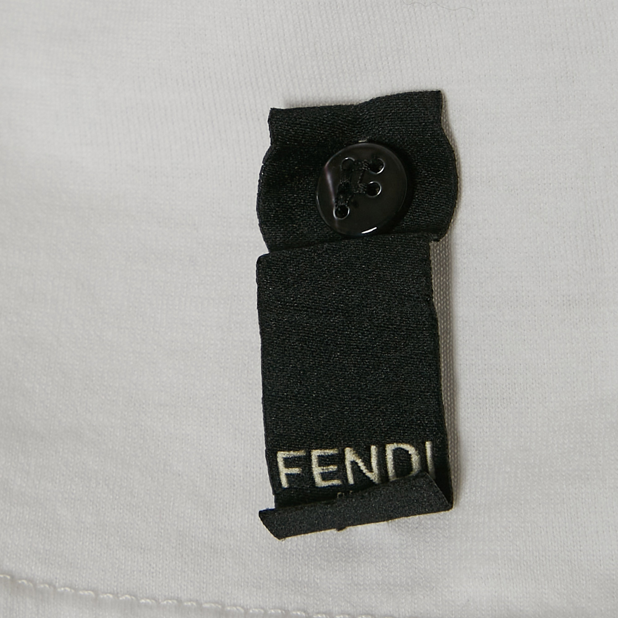Fendi White FF Applique Jersey Crew Neck T-Shirt L 