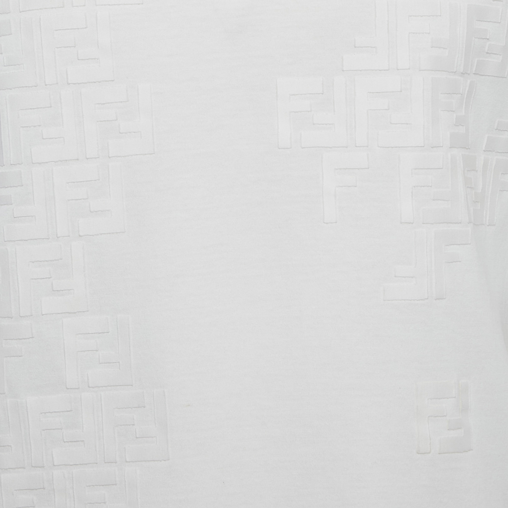 Fendi White FF Applique Jersey Crew Neck T-Shirt L 