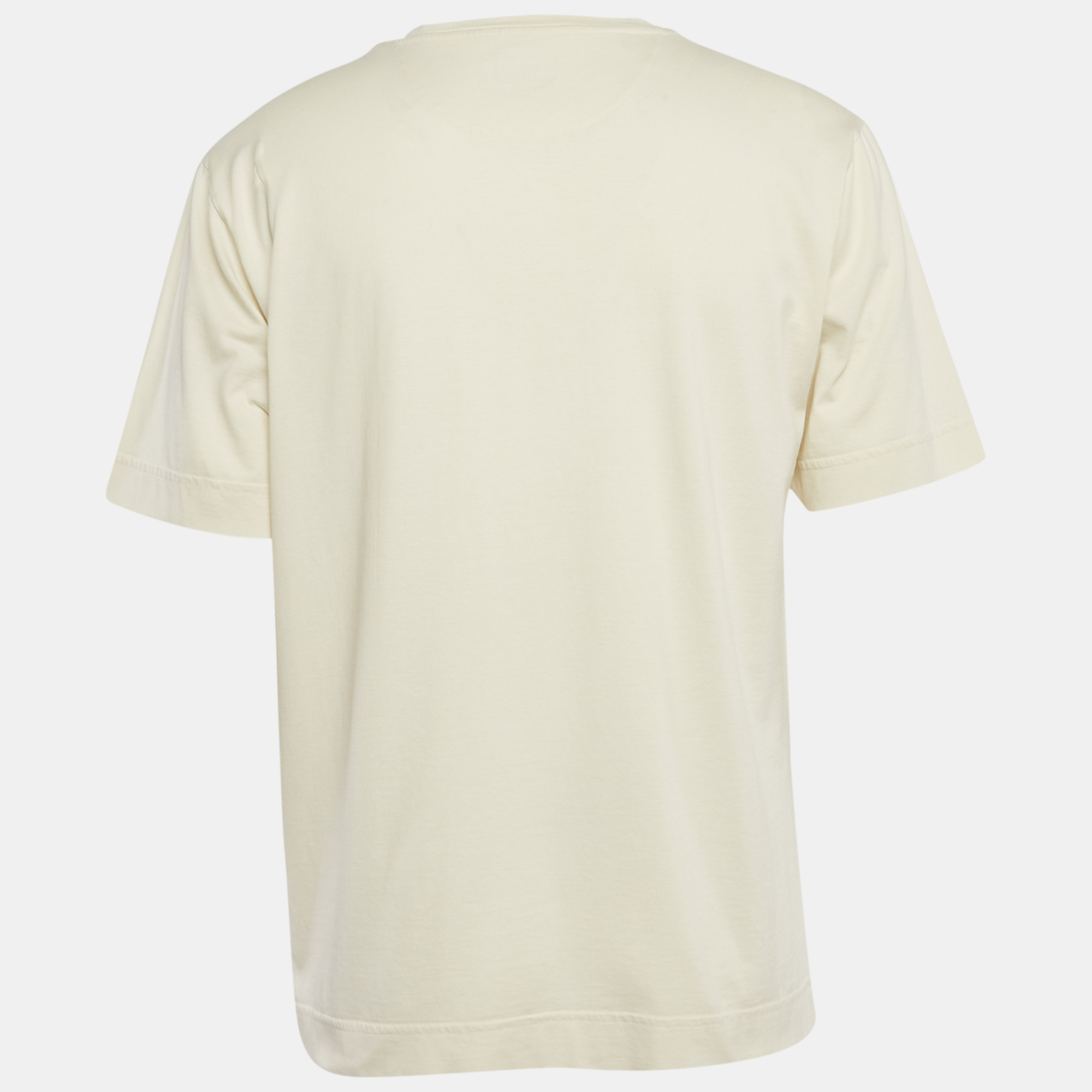 Fendi Cream Mesh Pocket Detail Jersey T-Shirt L 