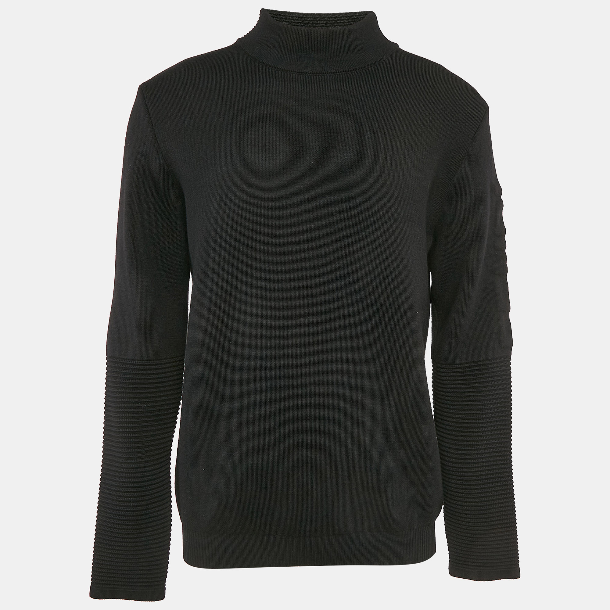 

Fendi Black Wool Knit Mock Neck Pullover L