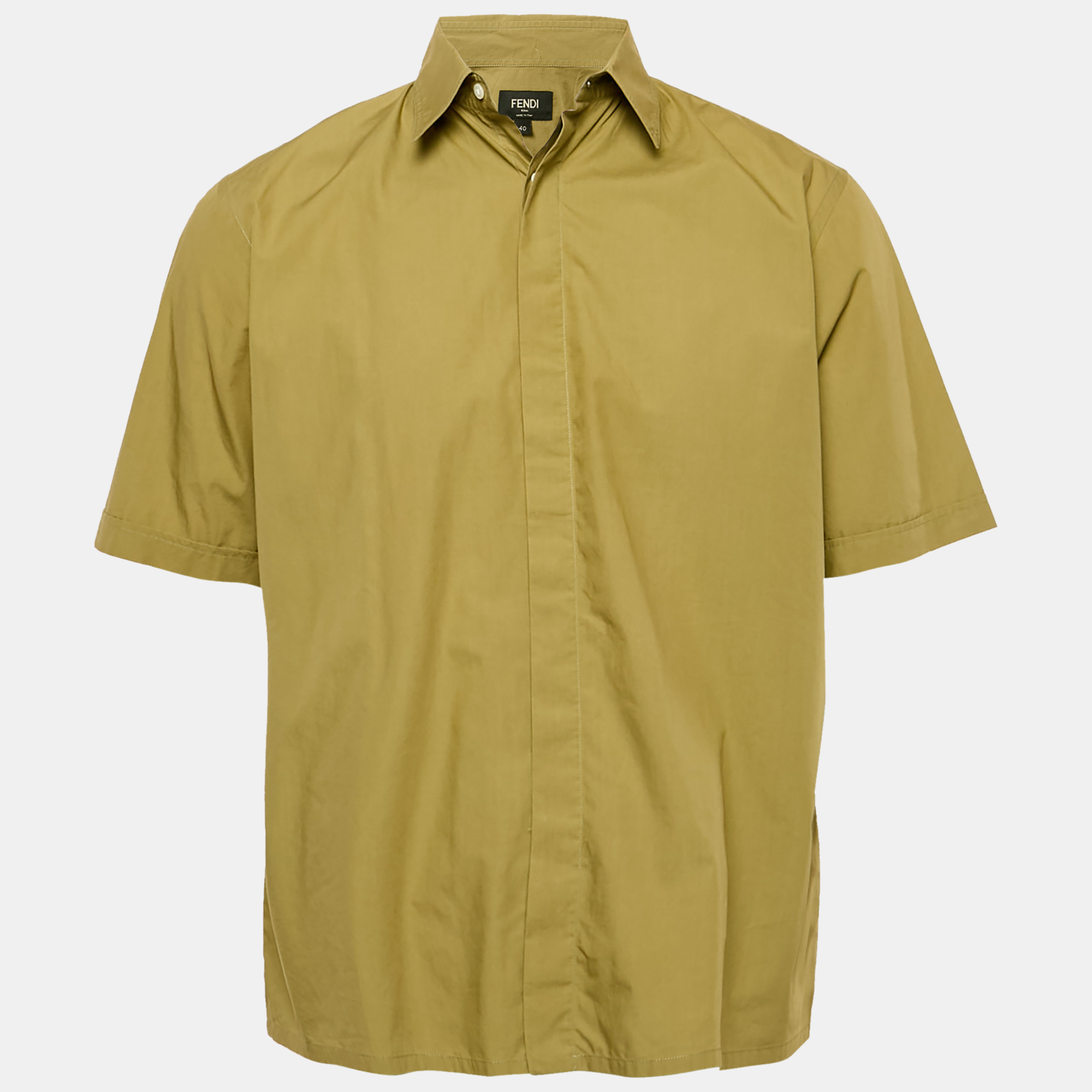 

Fendi Green Cotton Short Sleeve Shirt M