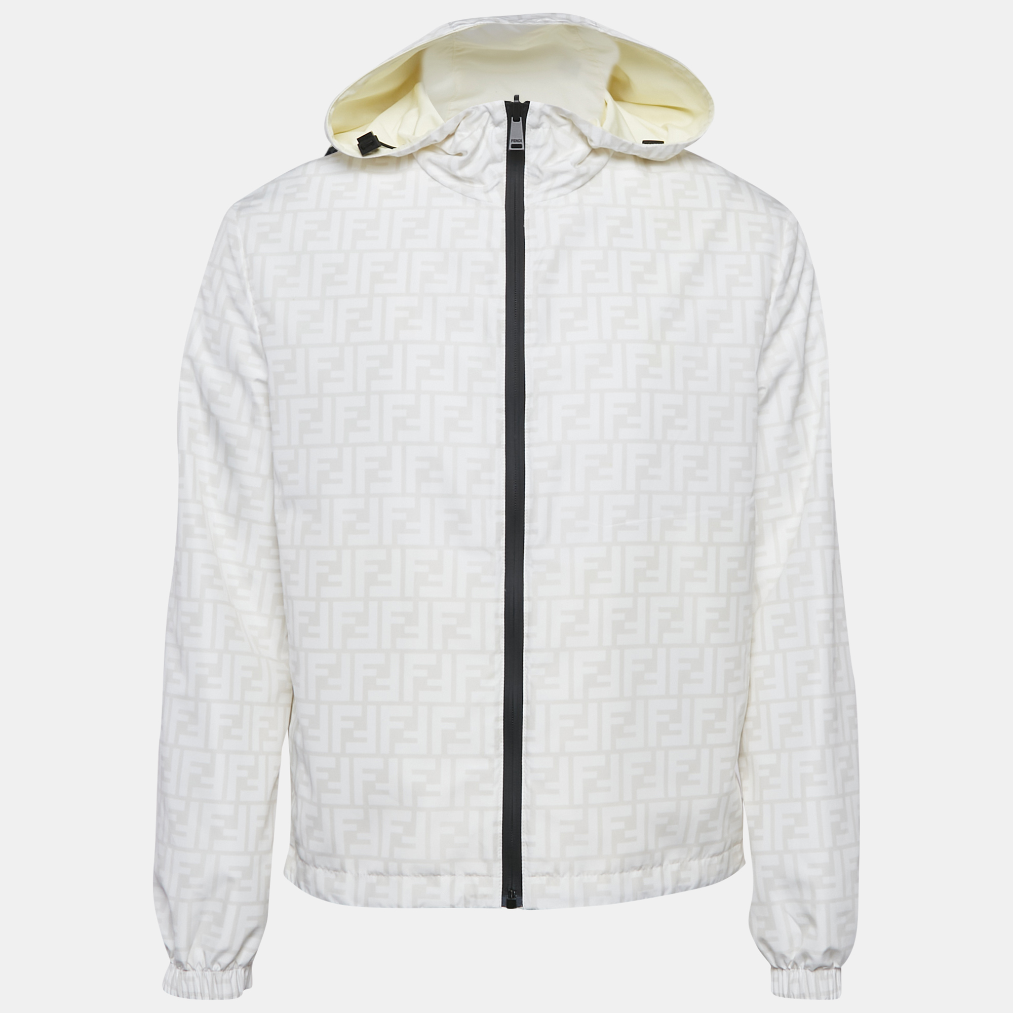 

Fendi White Zucca Print Nylon Reversible Windbreaker Jacket XS, Black
