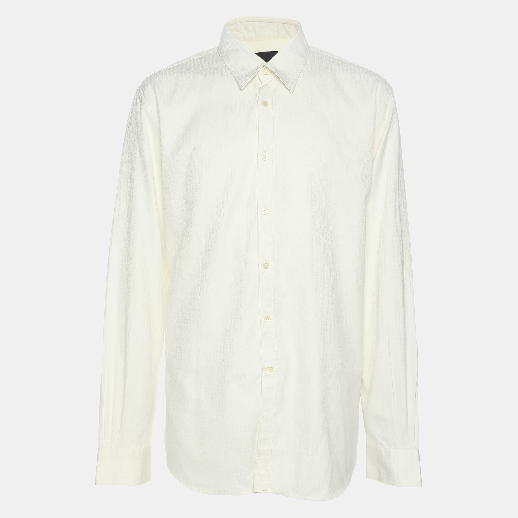 

Fendi Cream FF Pattern Cotton Long Sleeve Shirt XS