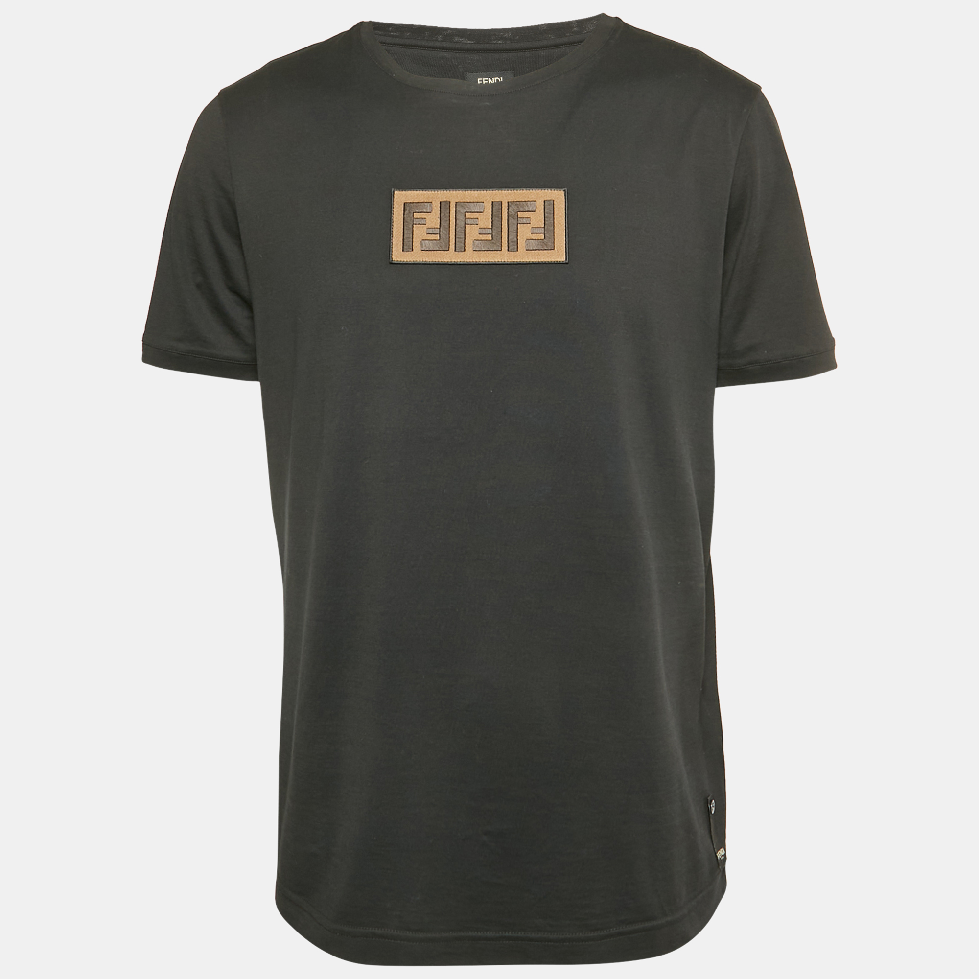 

Fendi Black FF Applique Jersey T-Shirt XL