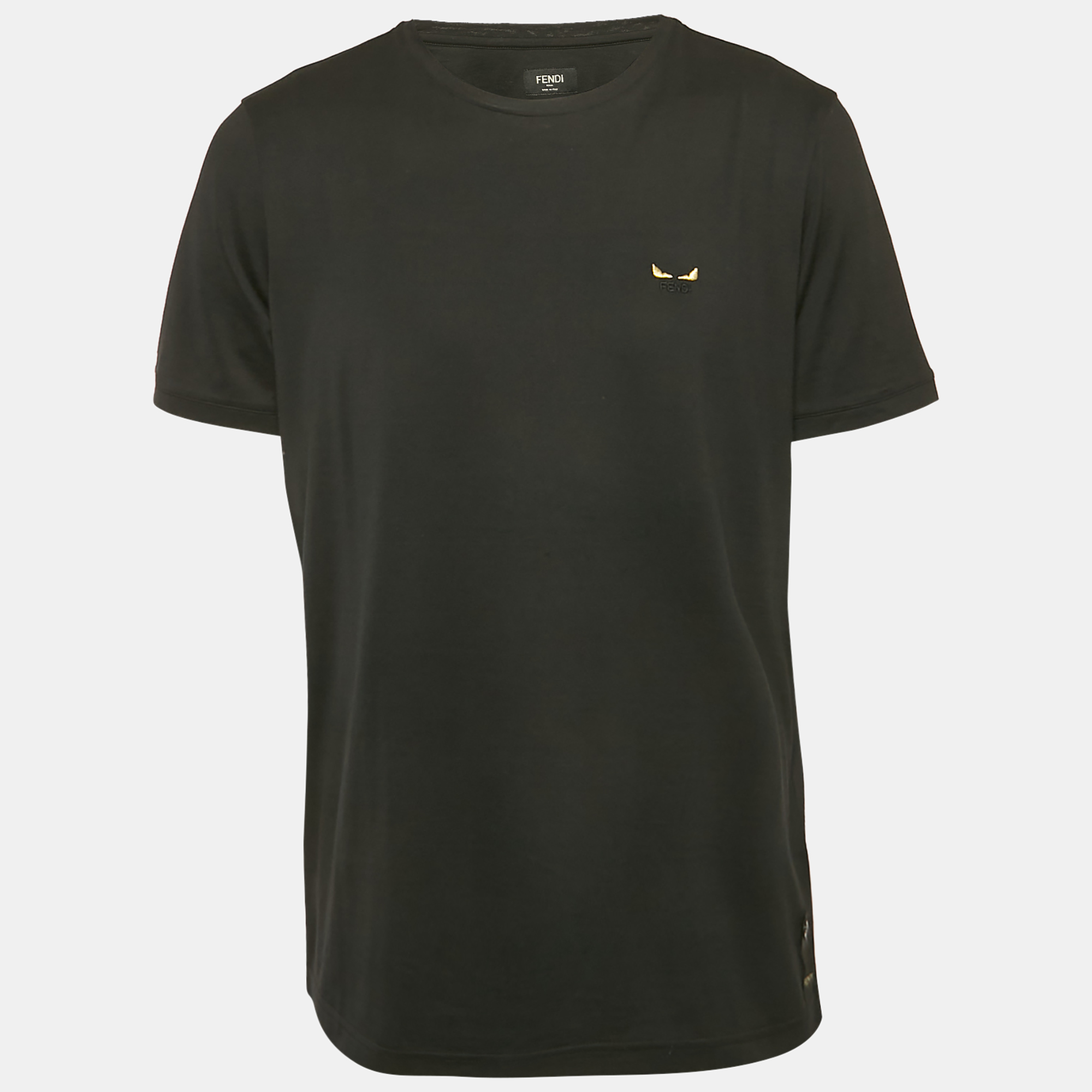 

Fendi Black Monster Eyes Embroidered Jersey T-Shirt XL