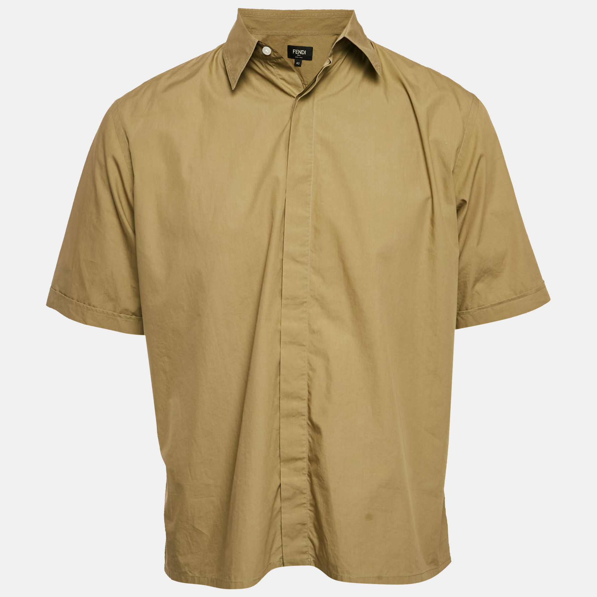 

Fendi Olive Green Cotton Short Sleeve Shirt M