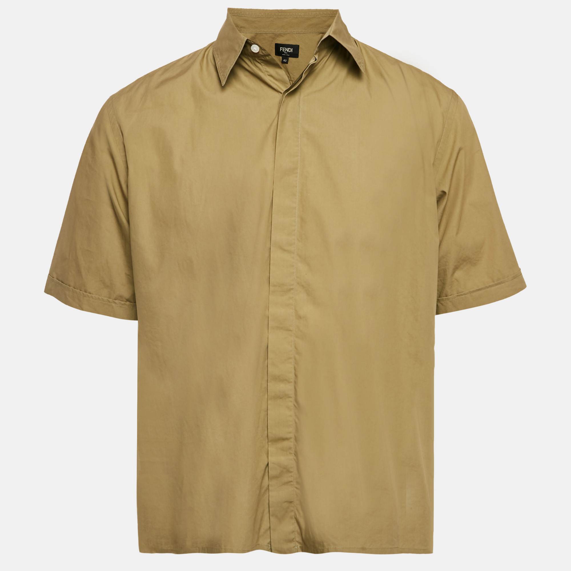 

Fendi Olive Green Cotton Short Sleeve Shirt M