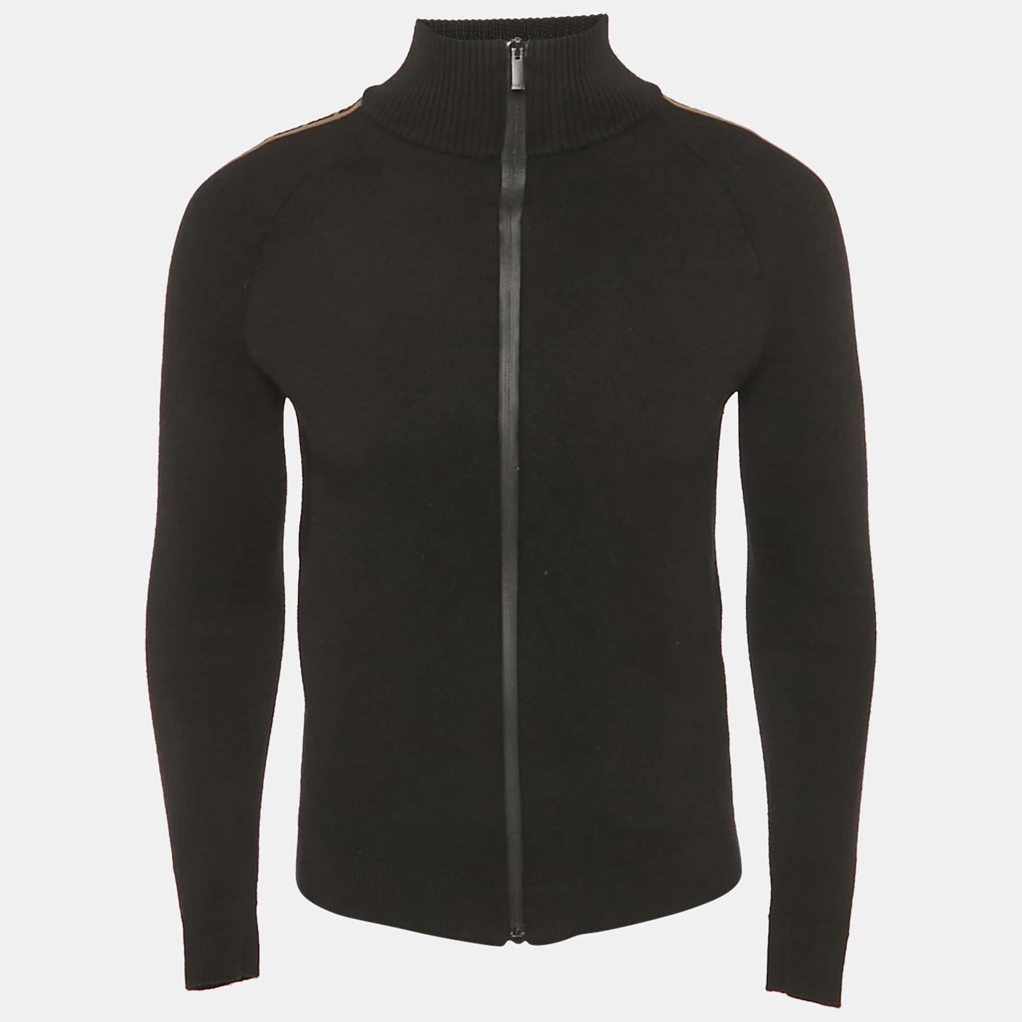 

Fendi Black Wool Logo Band Detail Zip -Up Sweater M