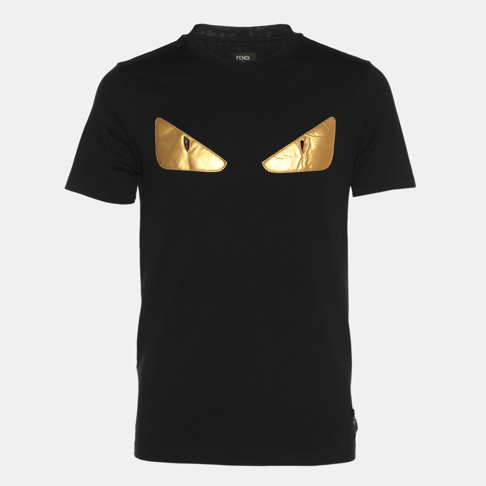 

Fendi Black Cotton Monster Eye Patch Detail Crewneck T-Shirt S