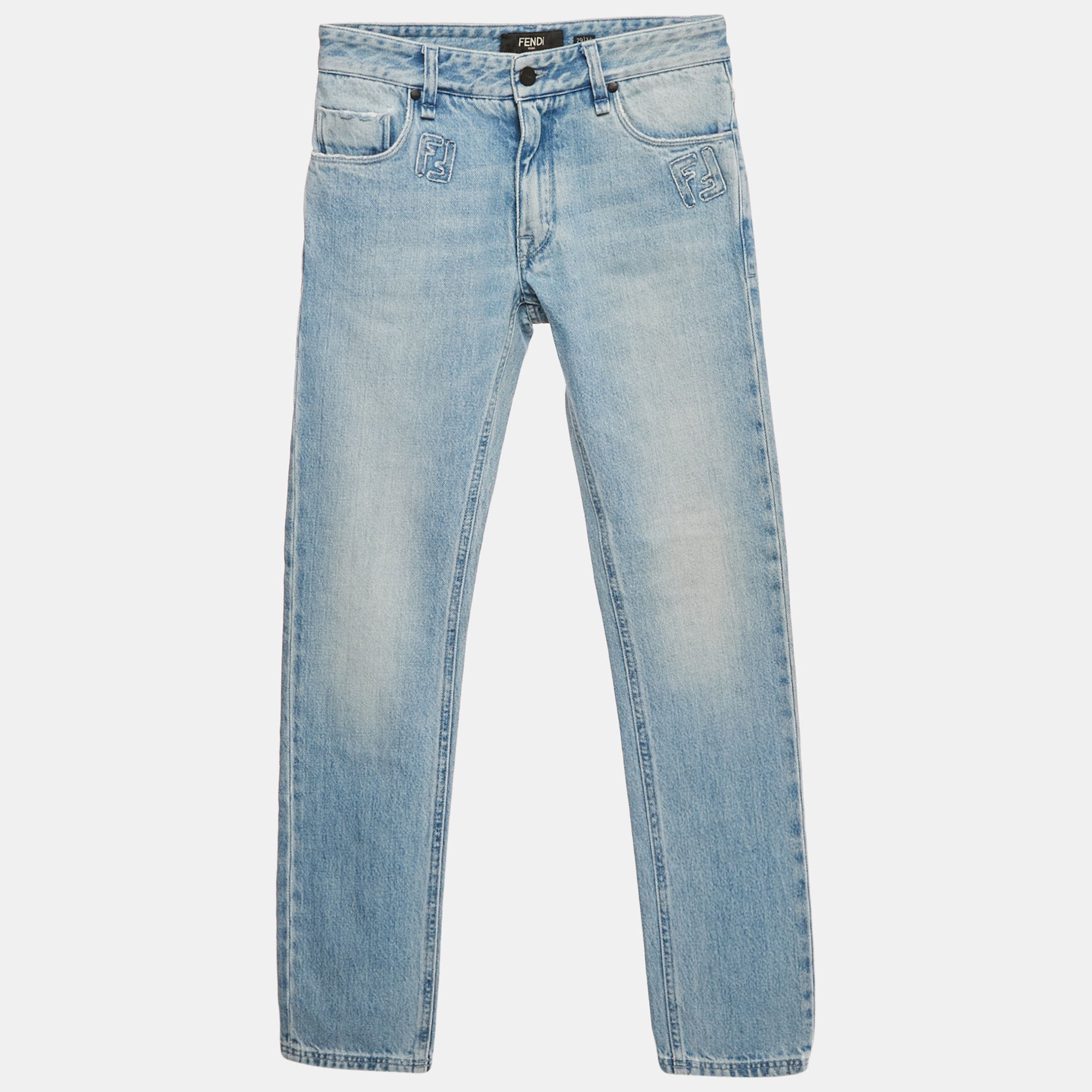 

Fendi Blue Zucca Applique Denim Slim Fit Jeans S/Waist 29"