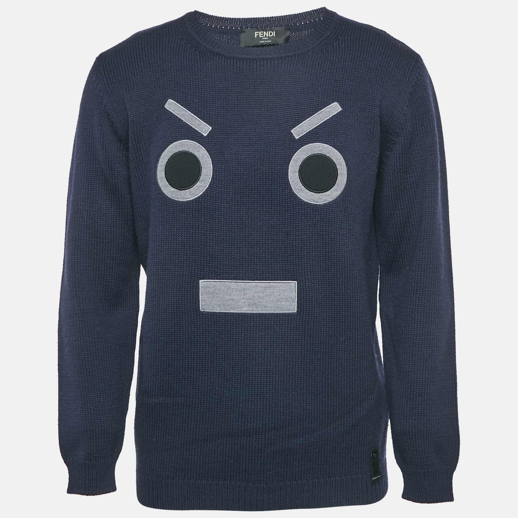 

Fendi Navy Blue Monster Wool Knit Jumper XXL