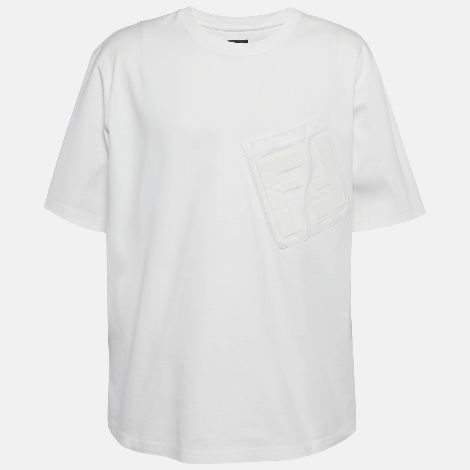 

Fendi White Jersey FF Logo Detail T-Shirt XL
