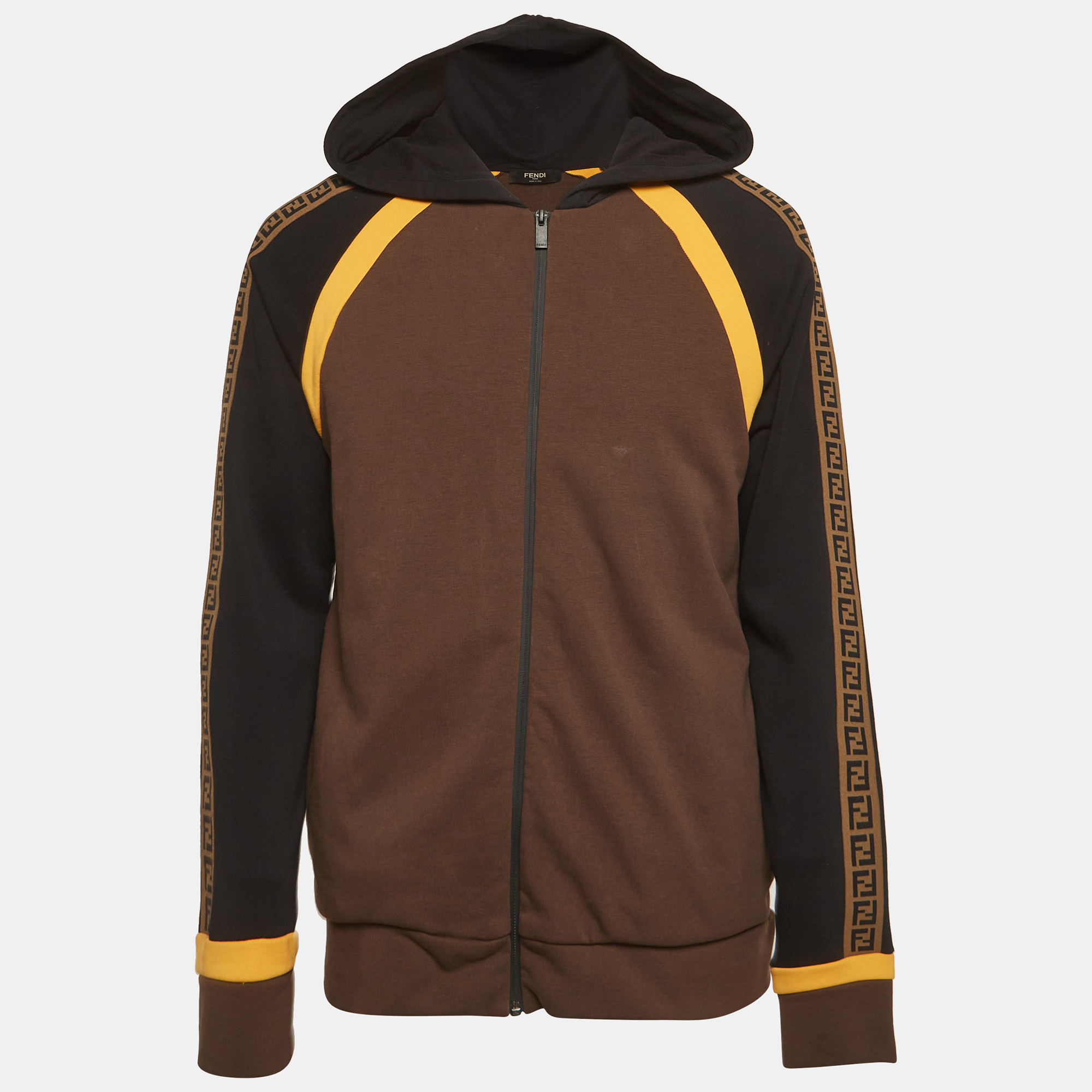 

Fendi Black Knit Logo Tape Detail Hooded Jacket L, Brown