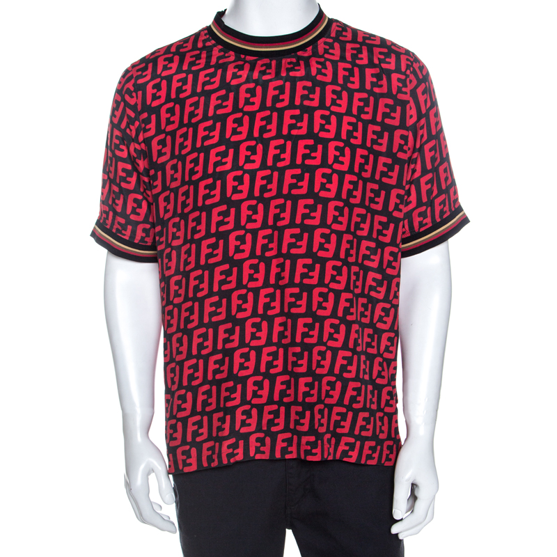 Fendi Red And Black Printed Crepe Forever T-Shirt M Fendi | The Luxury ...