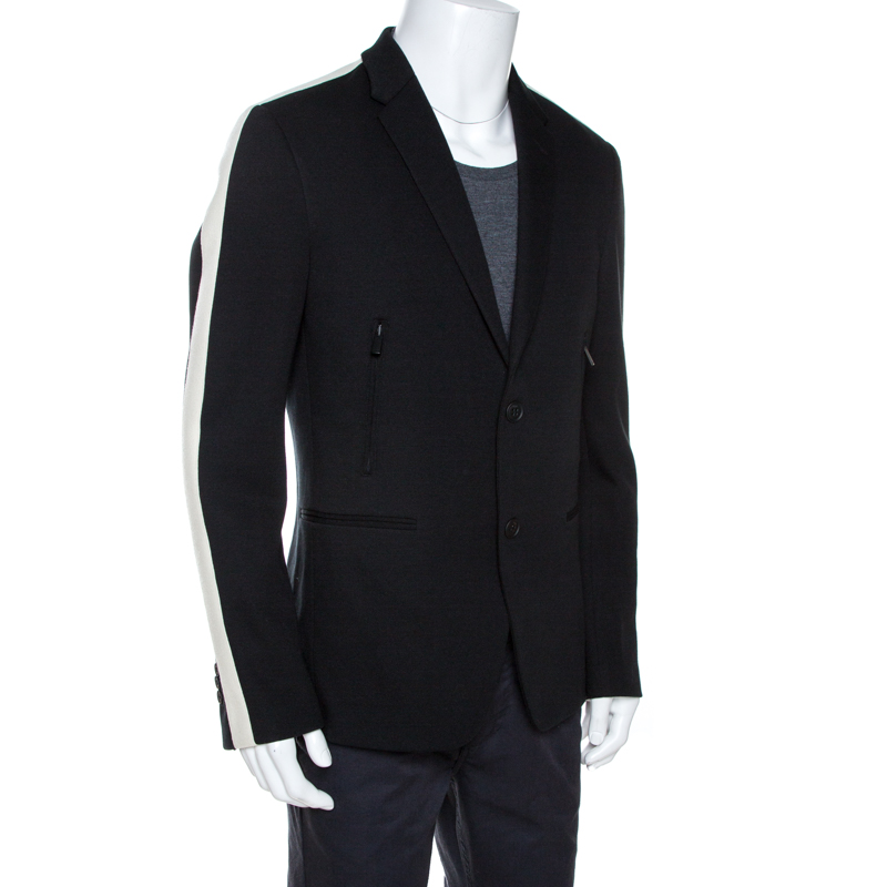 

Fendi Black Knit Striped Trim Sport Coat