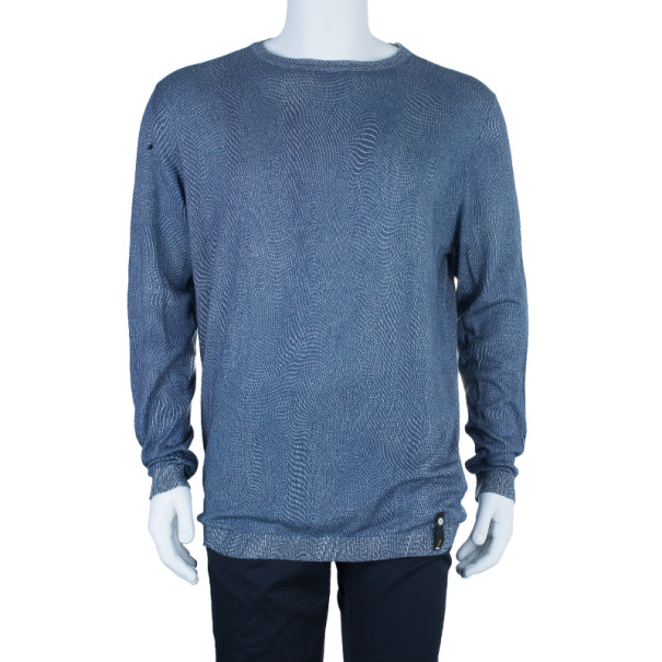 

Fendi Indigo Scale Print Men's Sweater, Blue