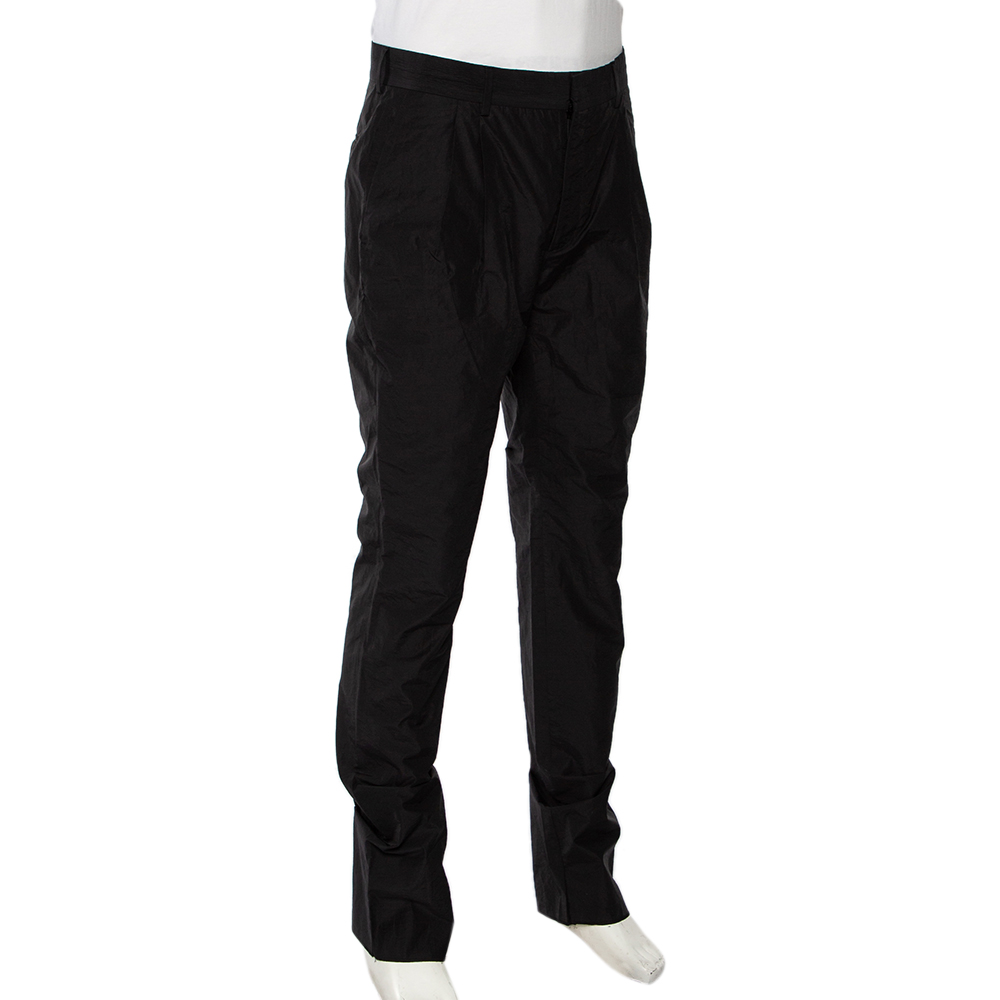 

Fendi Black Coated Cotton Straight Leg Pants