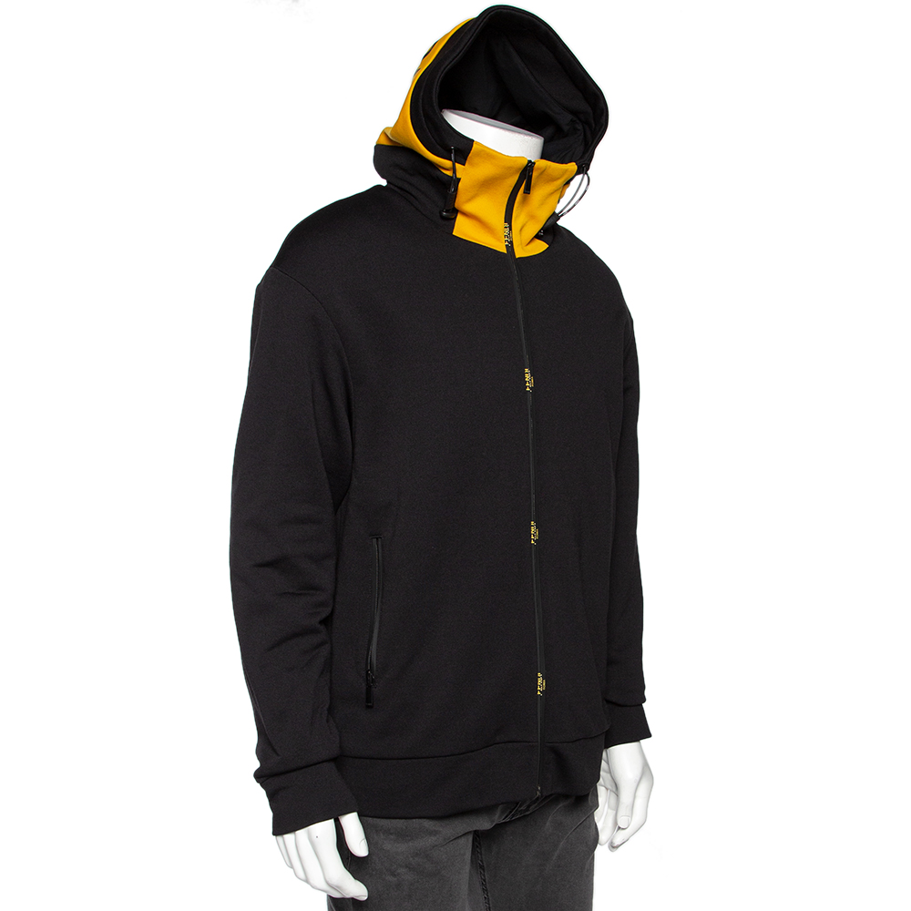 

Fendi Black Jersey Knit Color Block Hooded Sweatshirt
