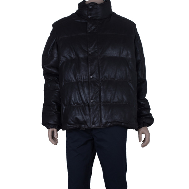 

Fendi Dark Brown Leather Puffer Jacket