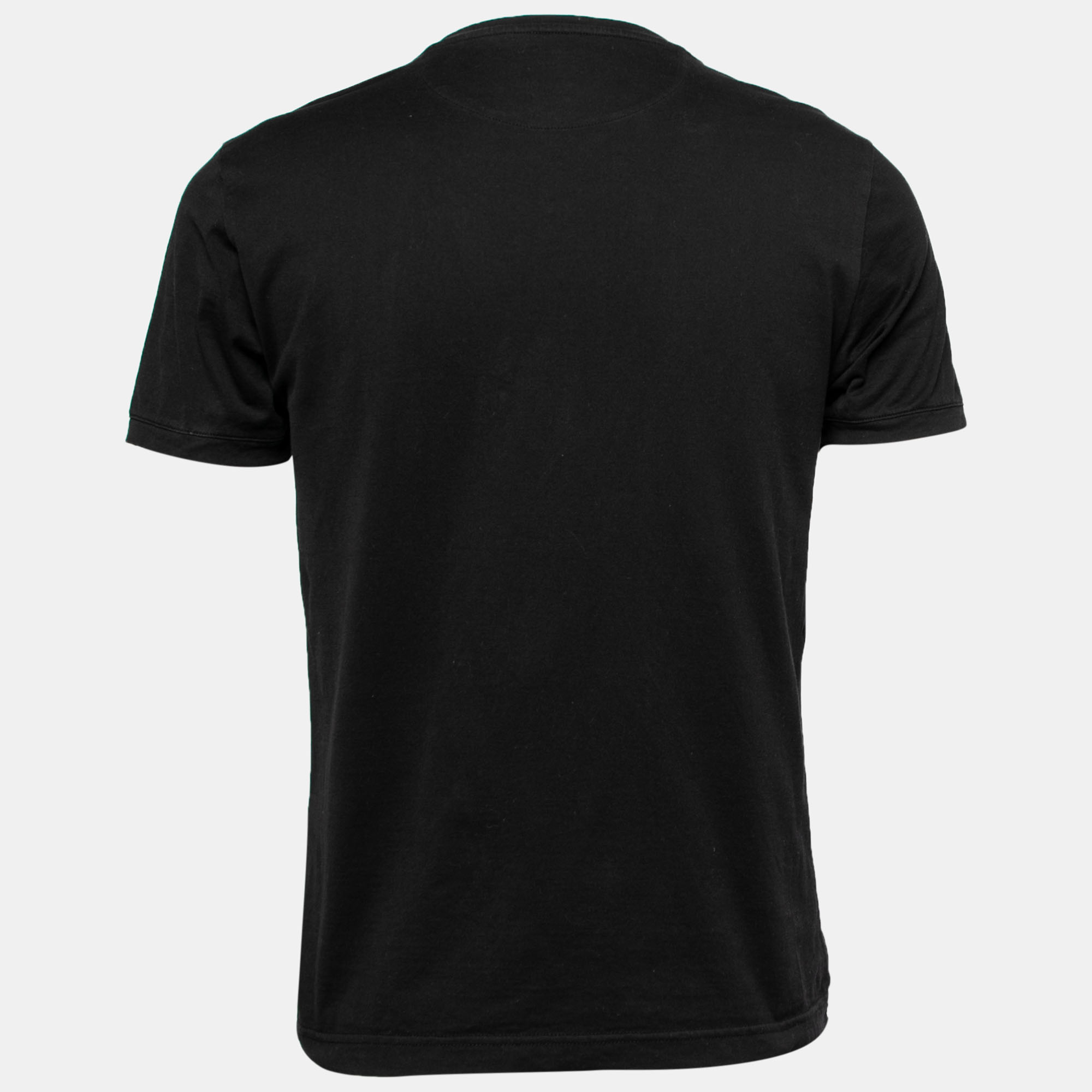 

Fendi Black Cotton Logo Patch Detail Roundneck T-Shirt