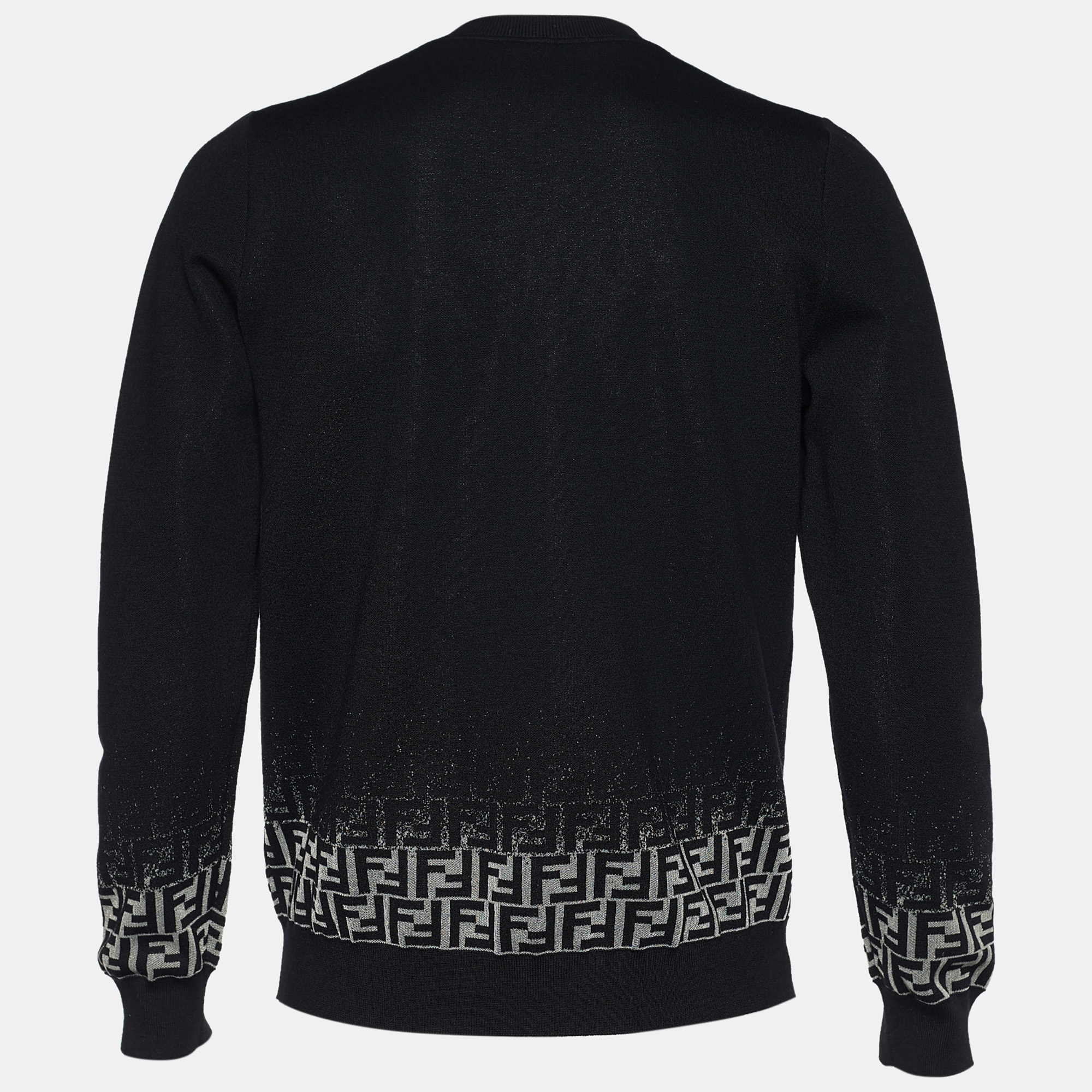 

Fendi Black Wool Blend Zucca Degrade Crew Neck Jumper