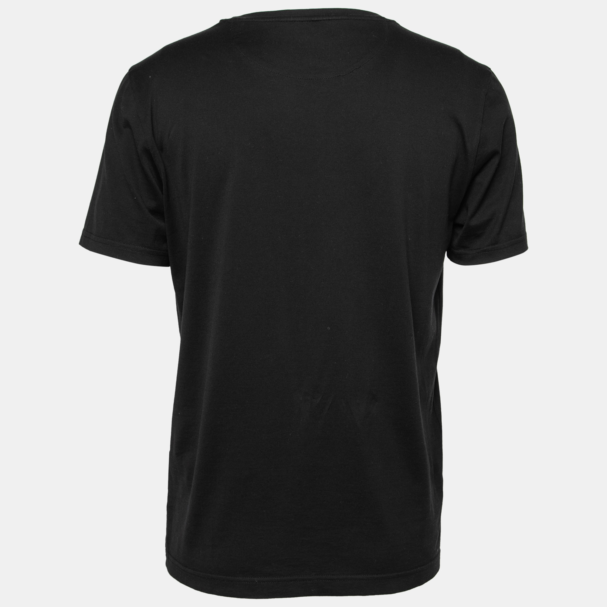 

Fendi Black Logo Printed Cotton Crew Neck Short Sleeve T-Shirt