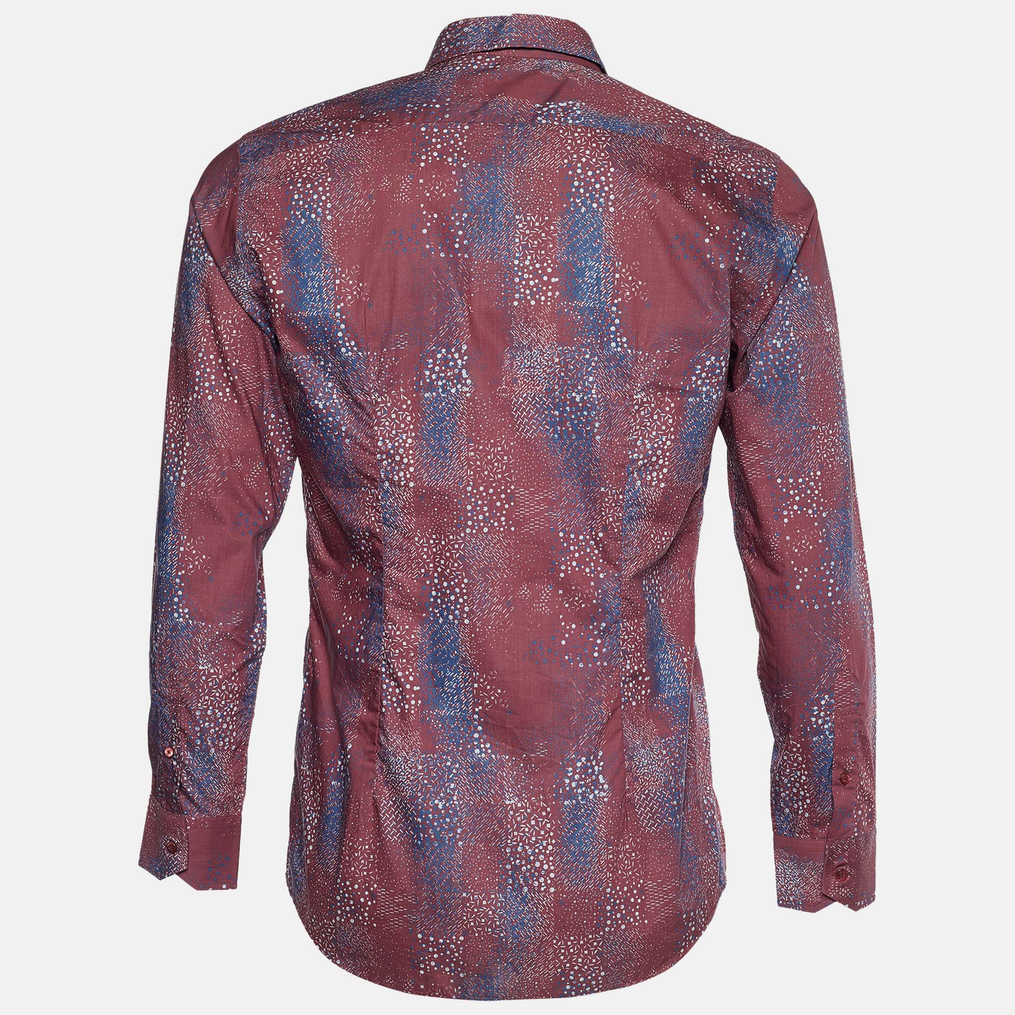 

Fendi Burgundy Printed Cotton Full Sleeves Shirt