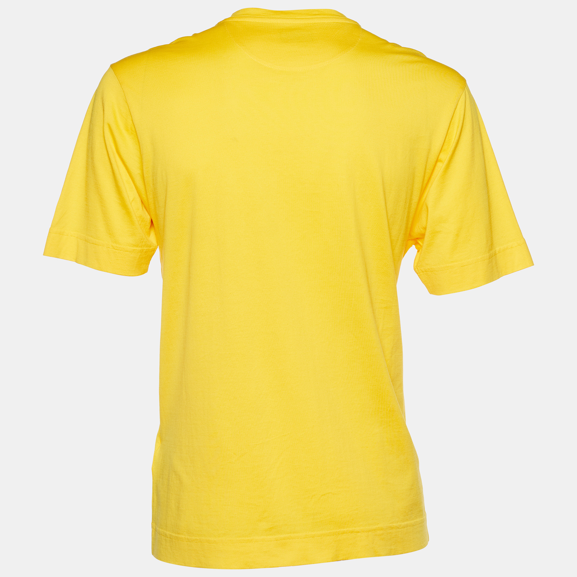 

Fendi Yellow Cotton Multi Mesh Pocket Detail Oversized T-Shirt