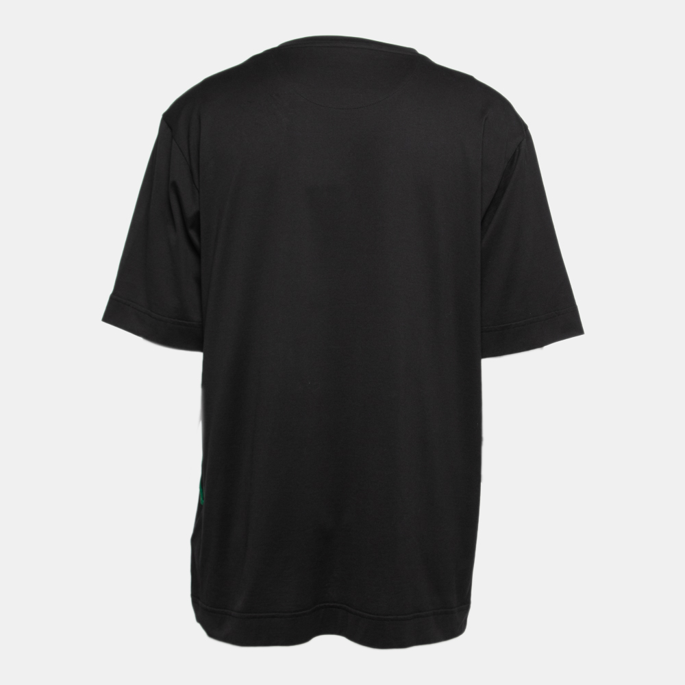 

Fendi Black Cotton Logo Embroidered T-Shirt 2XL