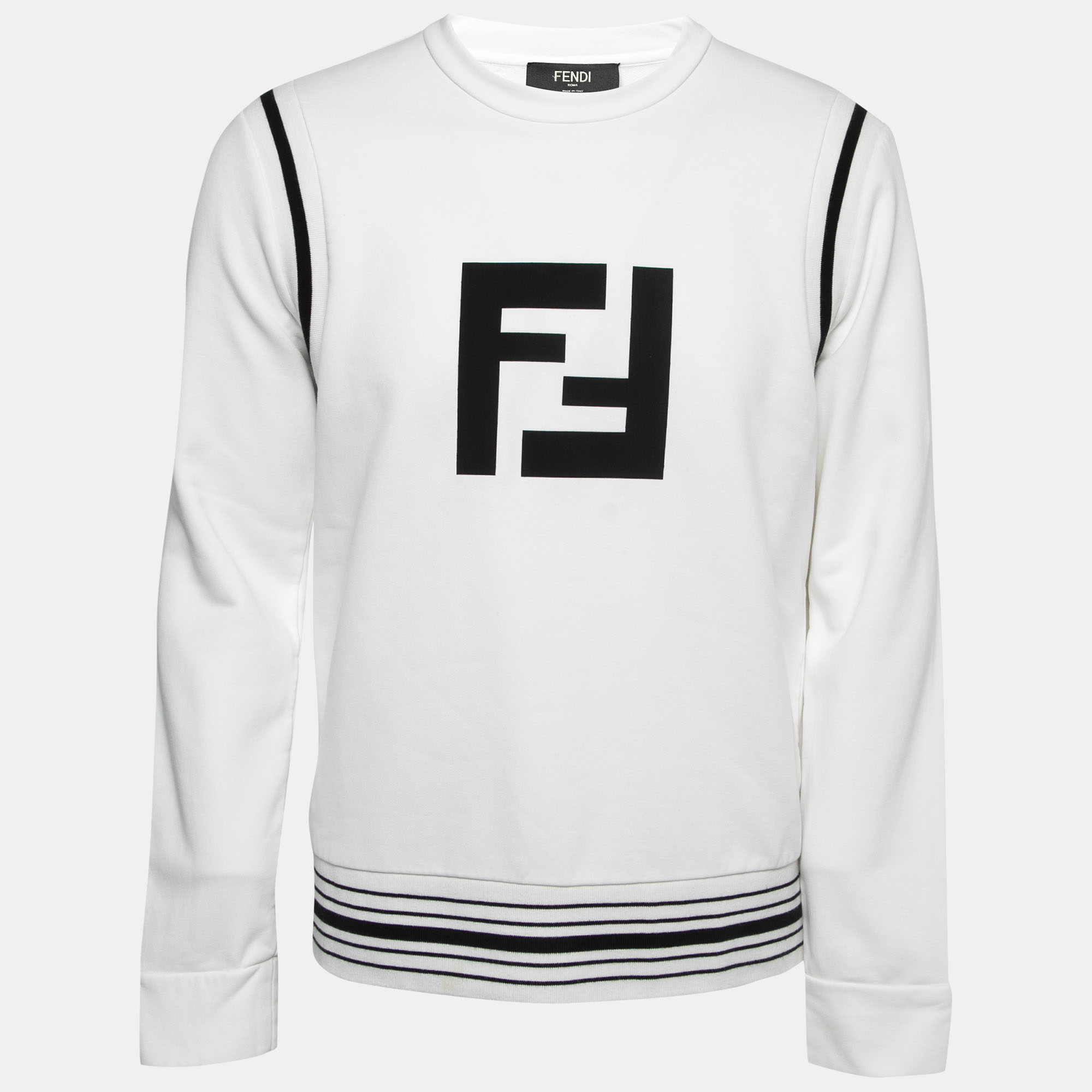 Fendi White Knit FF Logo Sweatshirt L Fendi TLC