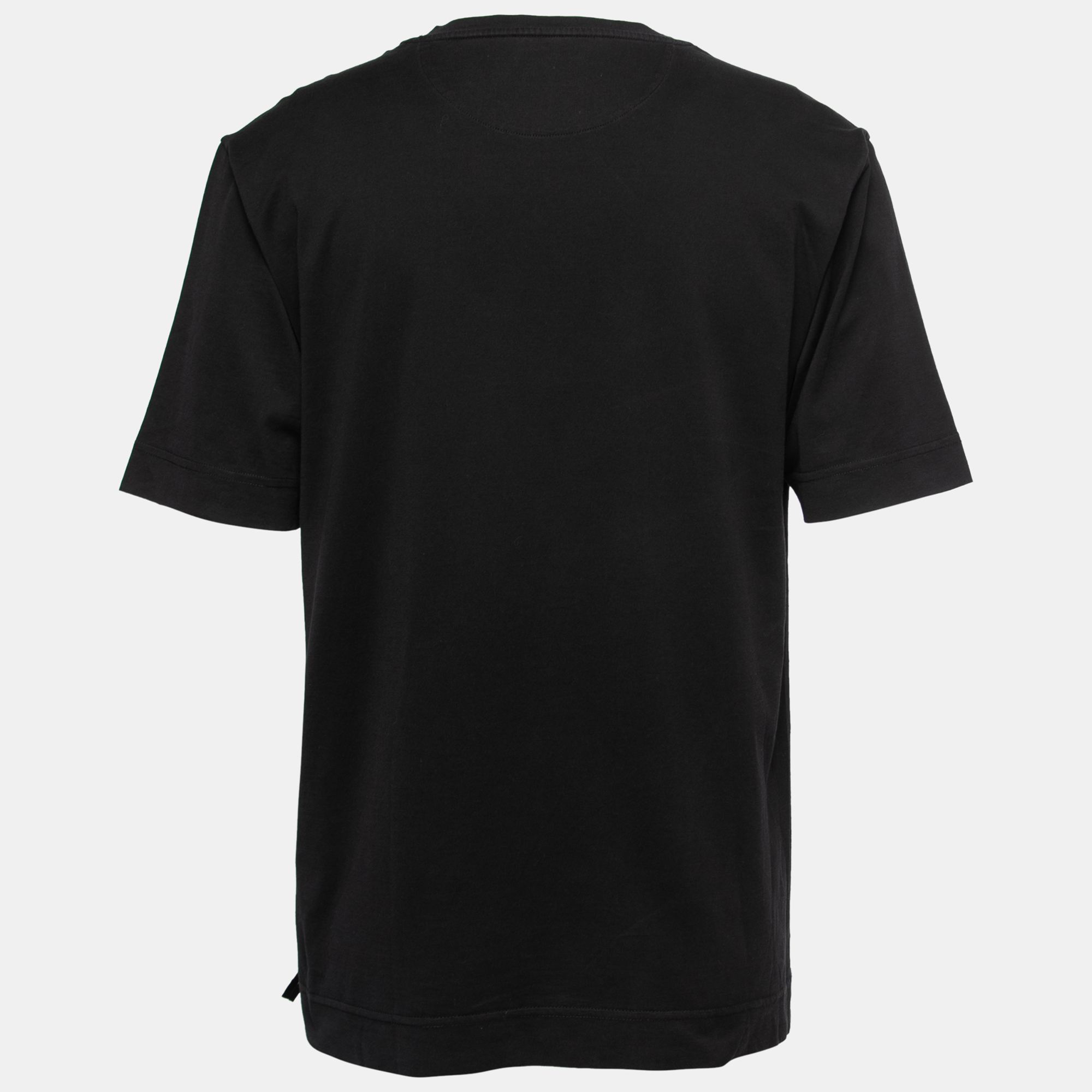 

Fendi Black Cotton Logo Embroidered Crewneck T-Shirt