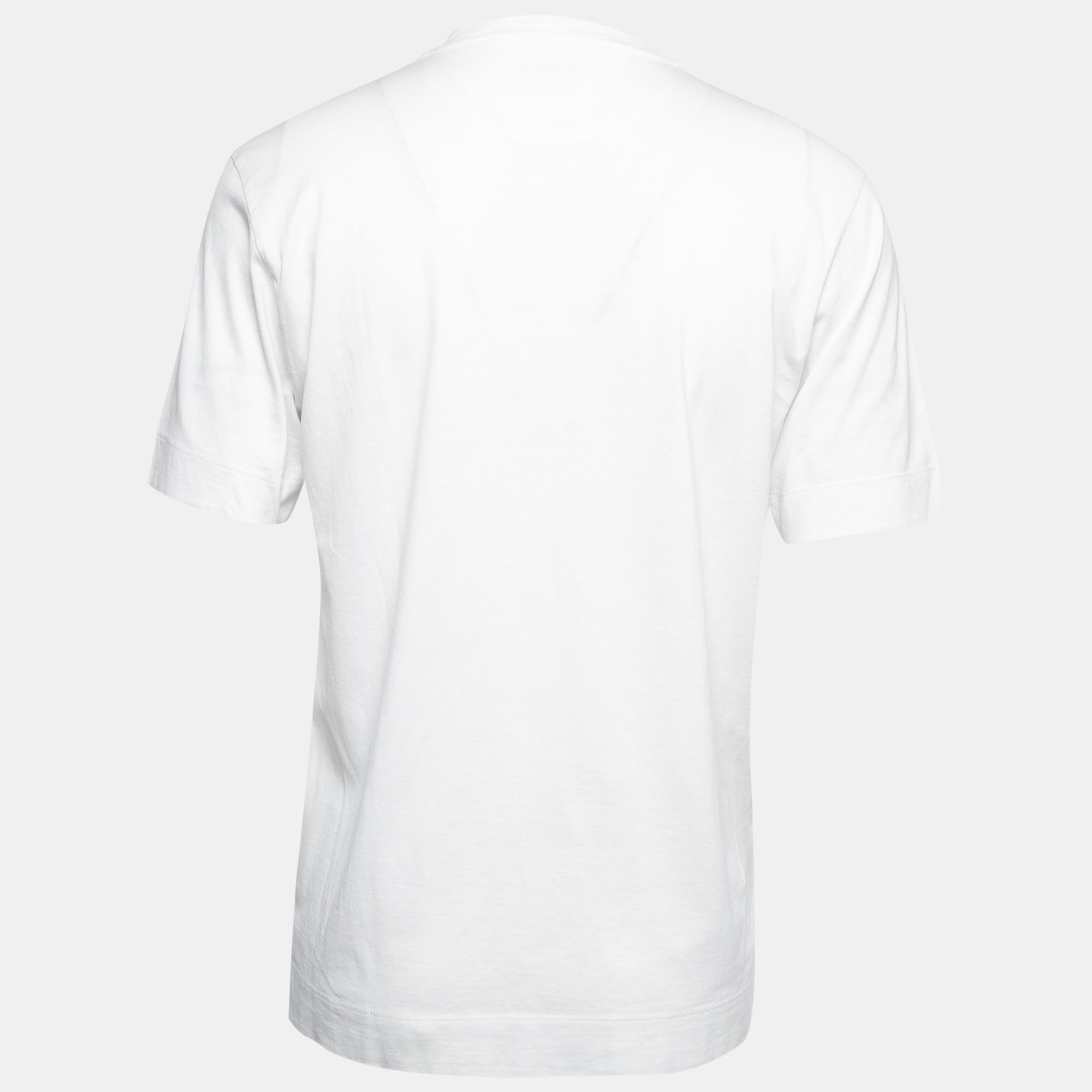 

Fendi White Logo Patch Detailed Cotton Crew Neck T-Shirt
