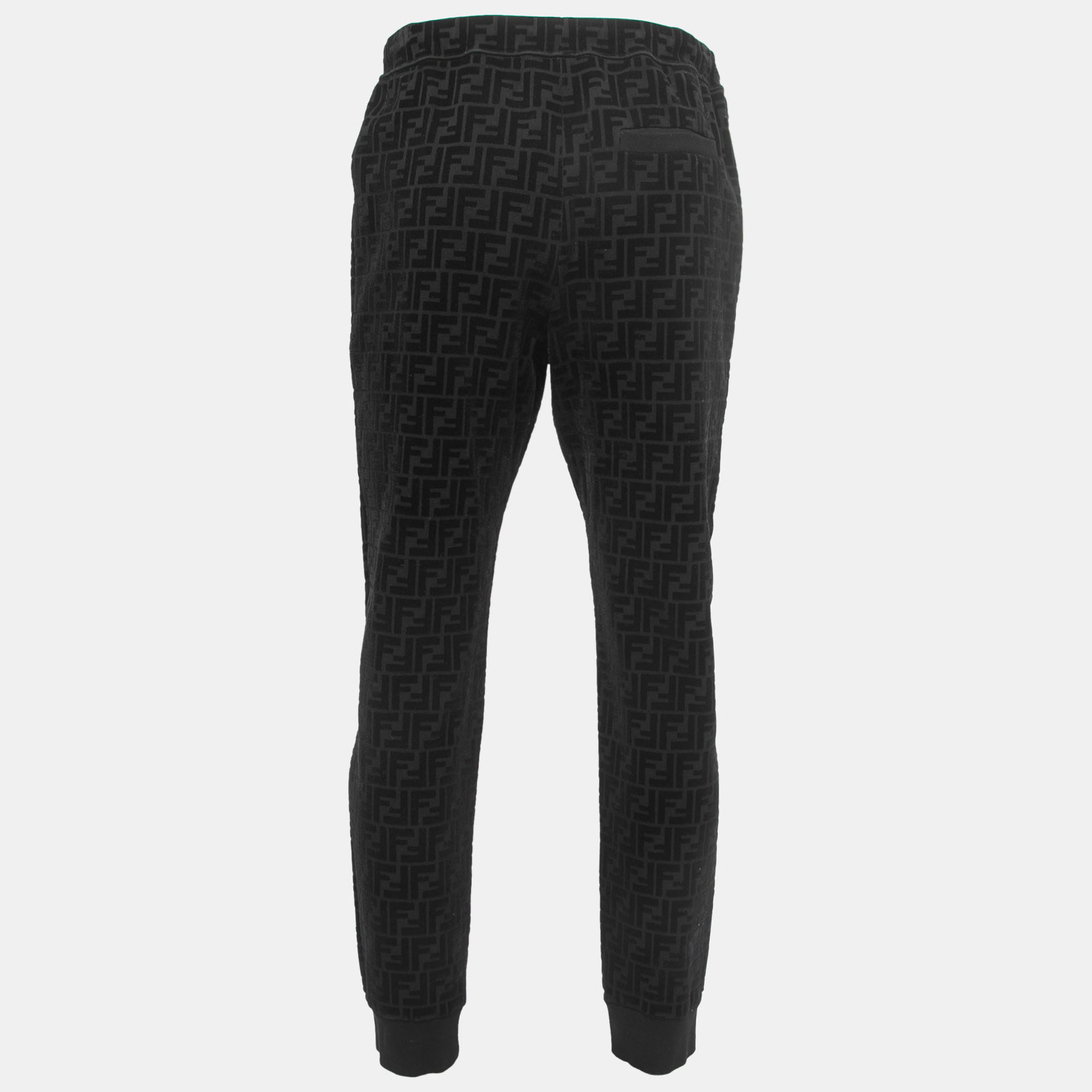 

Fendi Black Cotton Zucca Monogram Jogger Pants