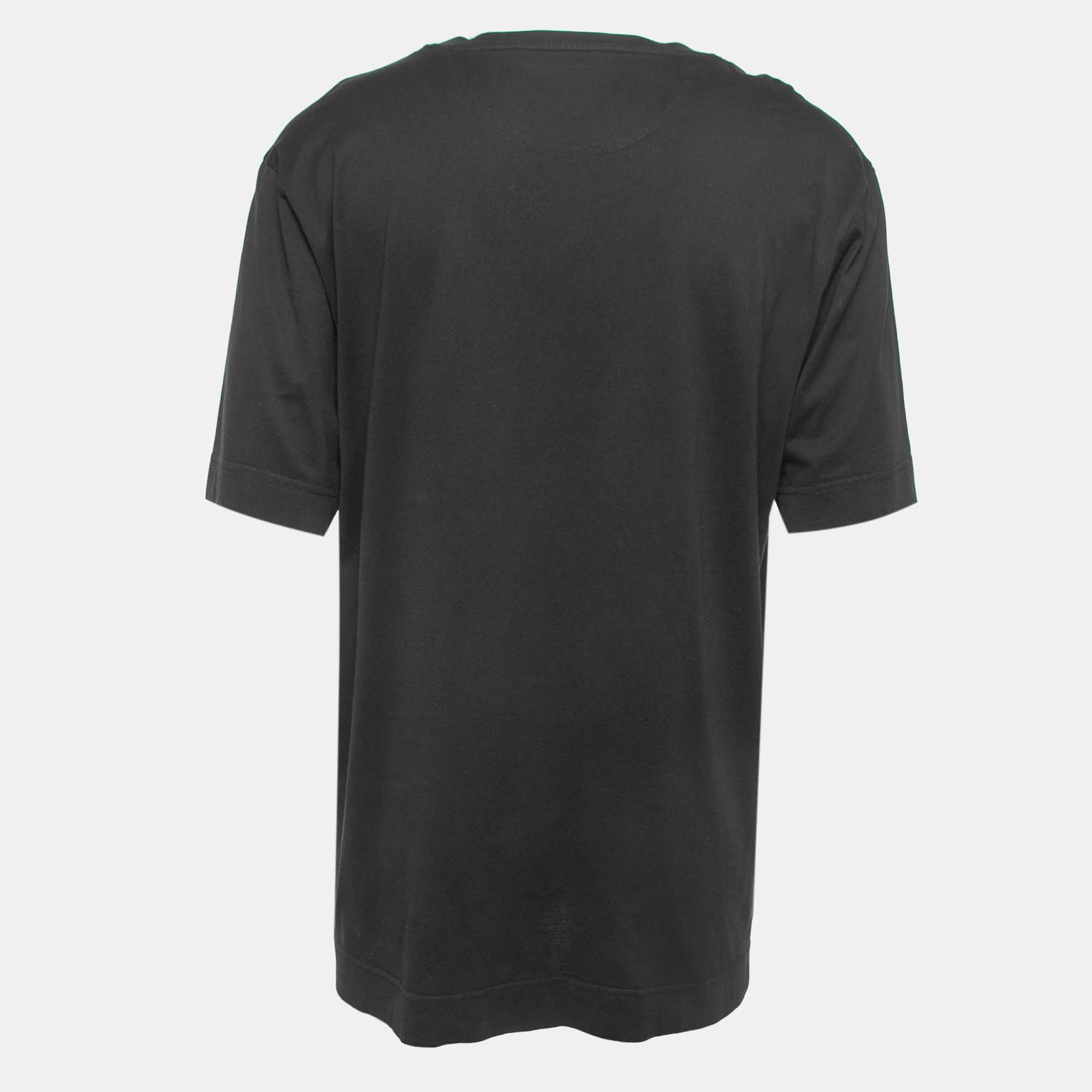 

Fendi Black Logo Embroidered Cotton Half Sleeve T-Shirt